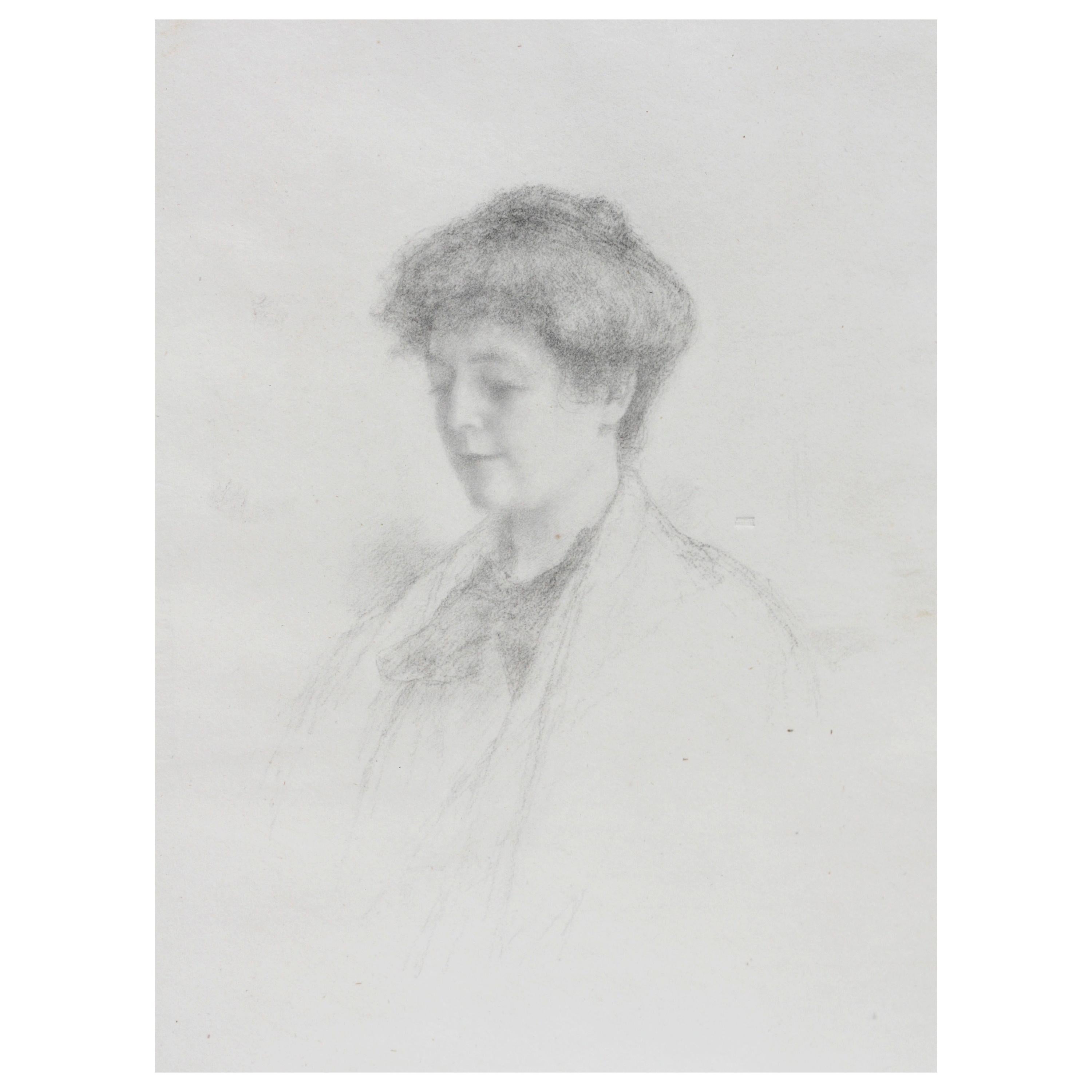 Ernest Haskell Portrait of a Woman, 3/4 View, Pencil on Paper