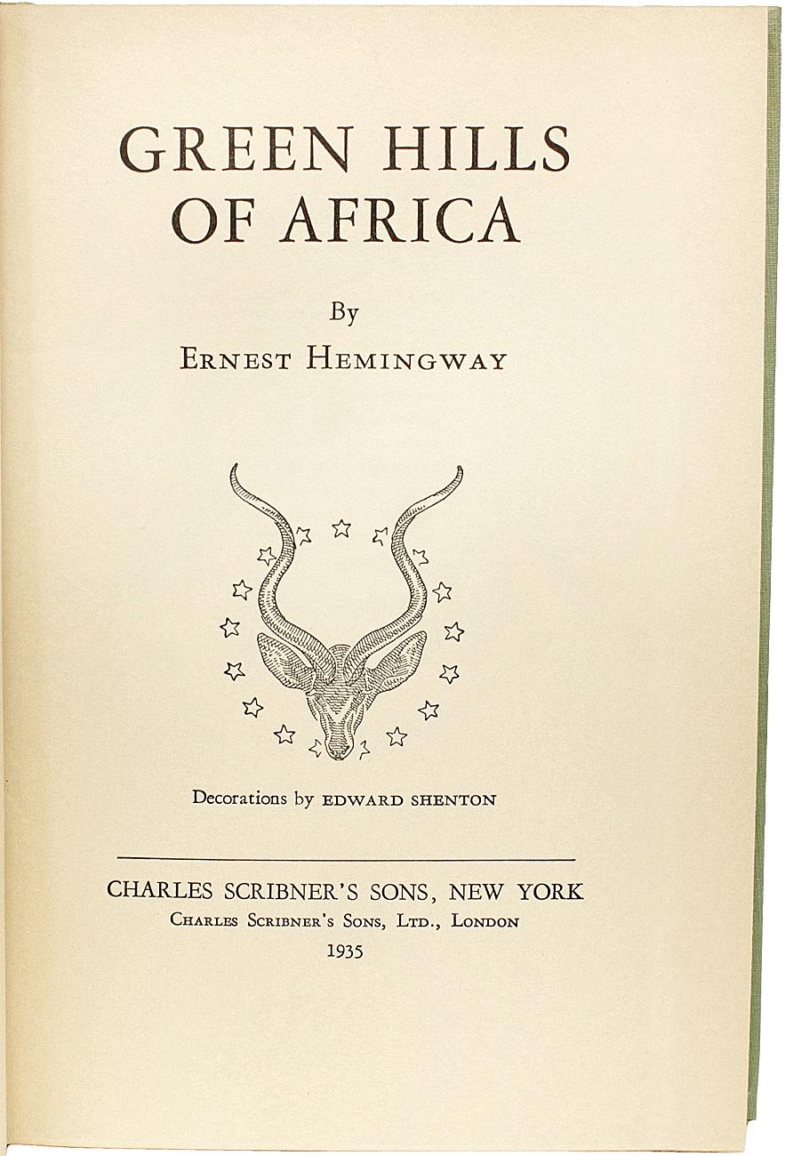 Ernest HEMINGWAY. Green Hills Of Africa. 1935 - FIRST EDITION - PRESENTION COPY For Sale 1