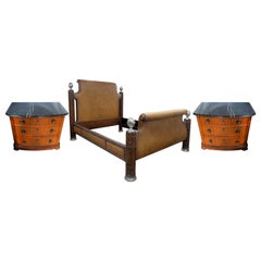 Ernest Hemingway Kilimanjaro 3-Piece Bed Frame and Nightstands with Marble Tops
