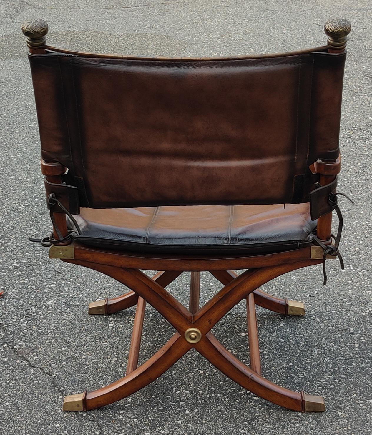 Ernest Hemingway Thomasville Campaigner Stil Leder Messing Mahagoni Schreibtisch & Stuhl 10