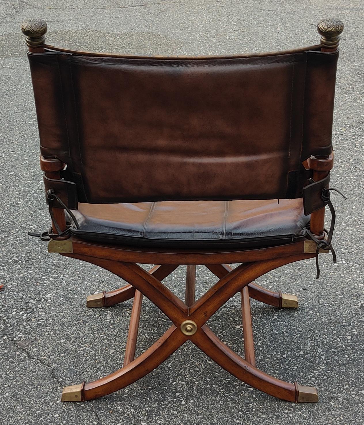 Ernest Hemingway Thomasville Campaign Style Leather Brass Mahogany Desk & Chair 8