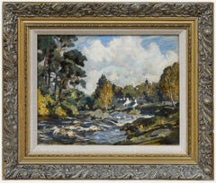 Ernest Higgins Rigg (1868-1947) - Olio della metà del XX secolo, Cottage sul fiume