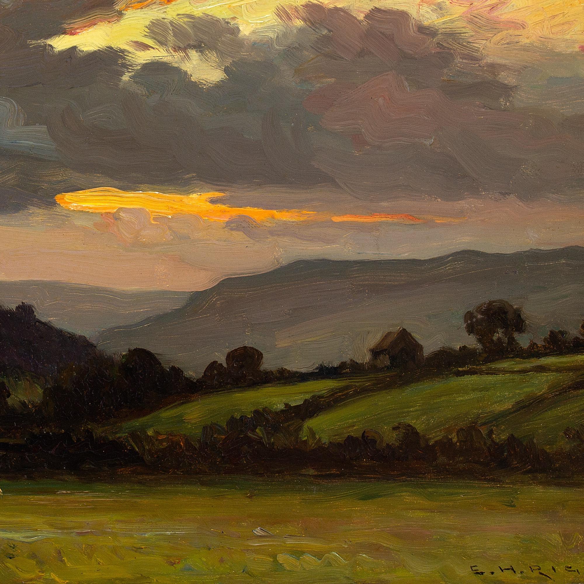 Ernest Higgins Rigg, Sunset Swaledale, Antique Oil Painting 5