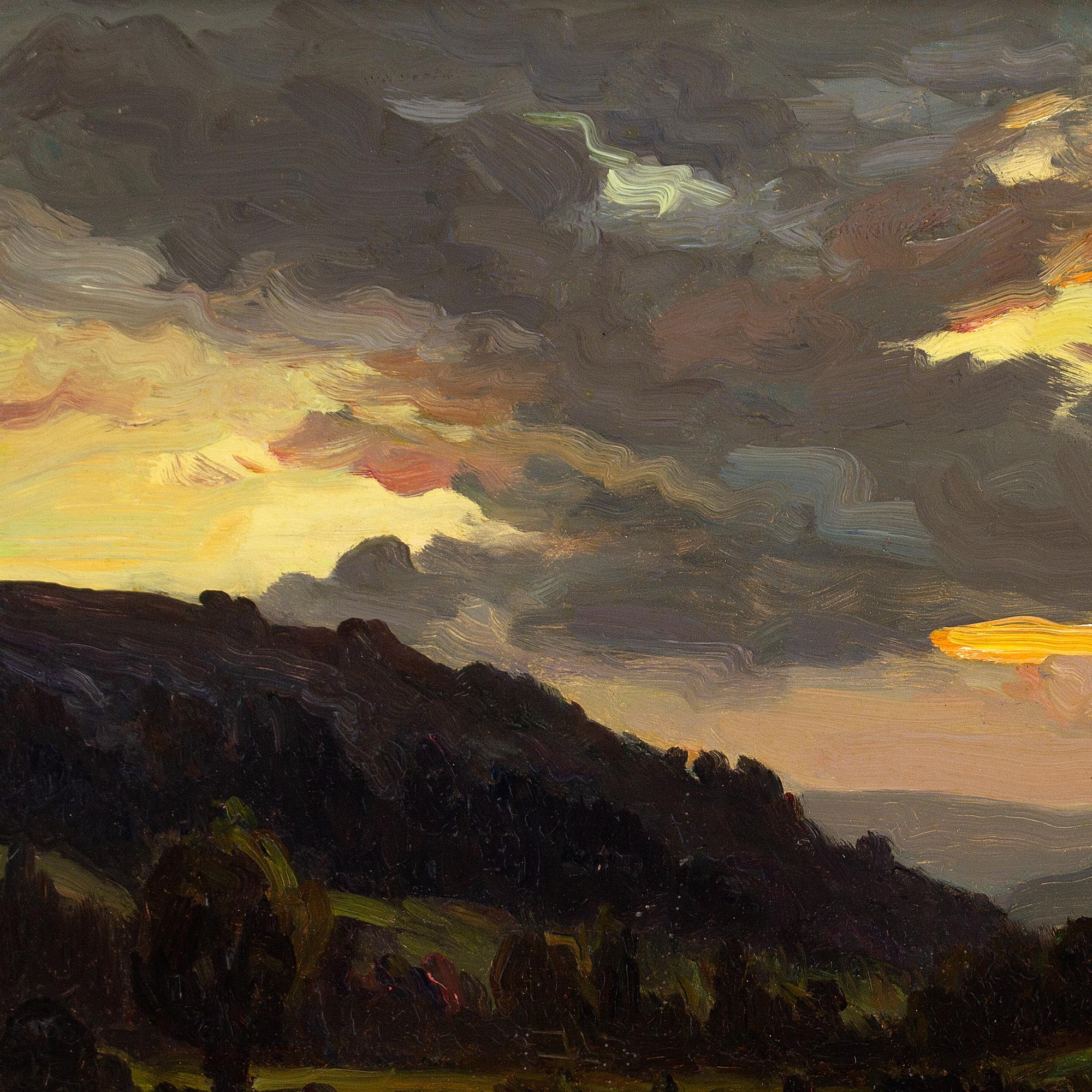 Ernest Higgins Rigg, Sunset Swaledale, Antique Oil Painting 6