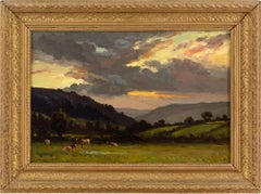 Ernest Higgins Rigg, Sunset Swaledale, Antique Oil Painting