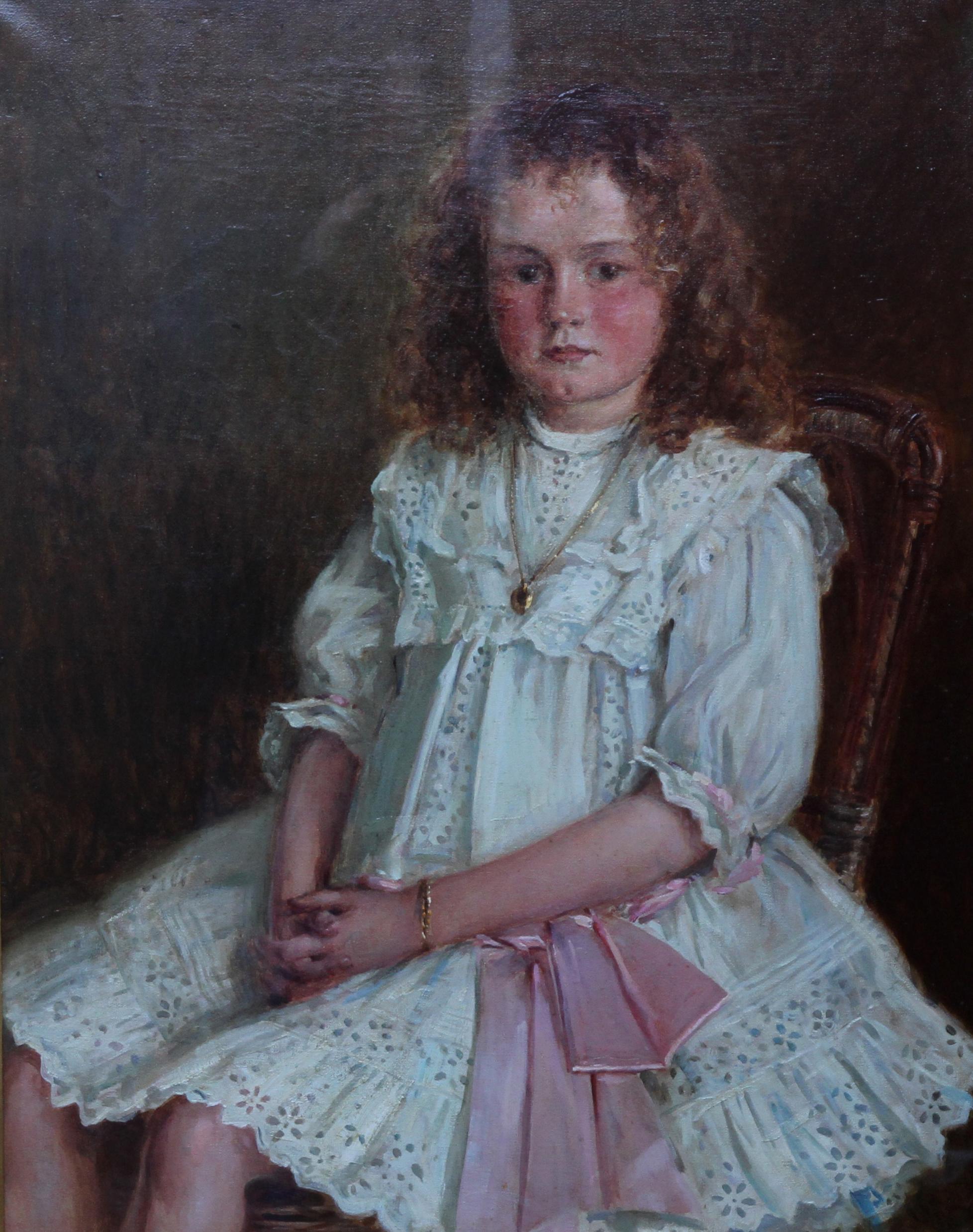 Portrait of a Young Welsh Girl - Enid Richards - British Edwardian Staithes art - Painting by Ernest Higgins Rigg