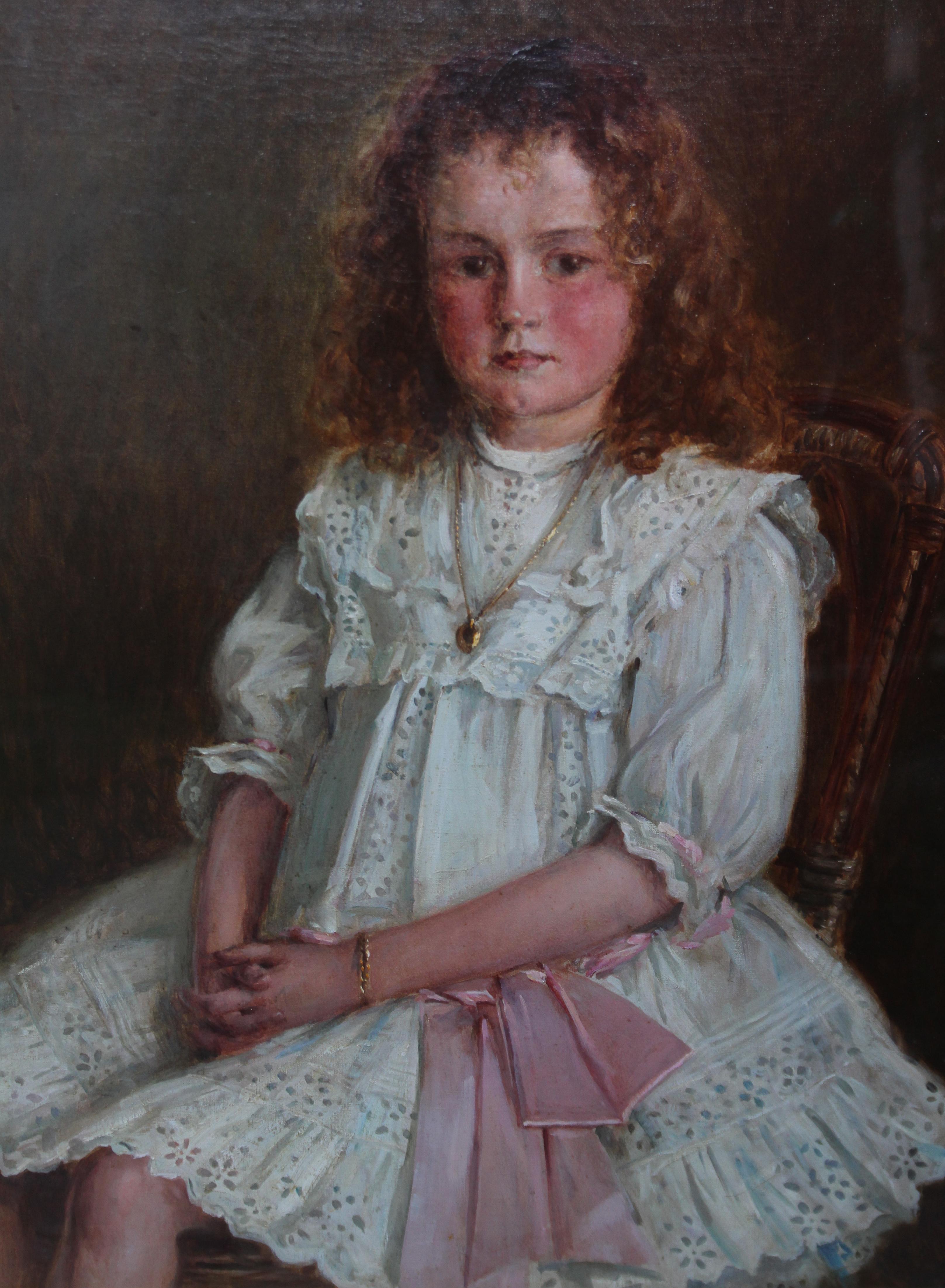 Portrait of a Young Welsh Girl - Enid Richards - British Edwardian Staithes art - Realist Painting by Ernest Higgins Rigg