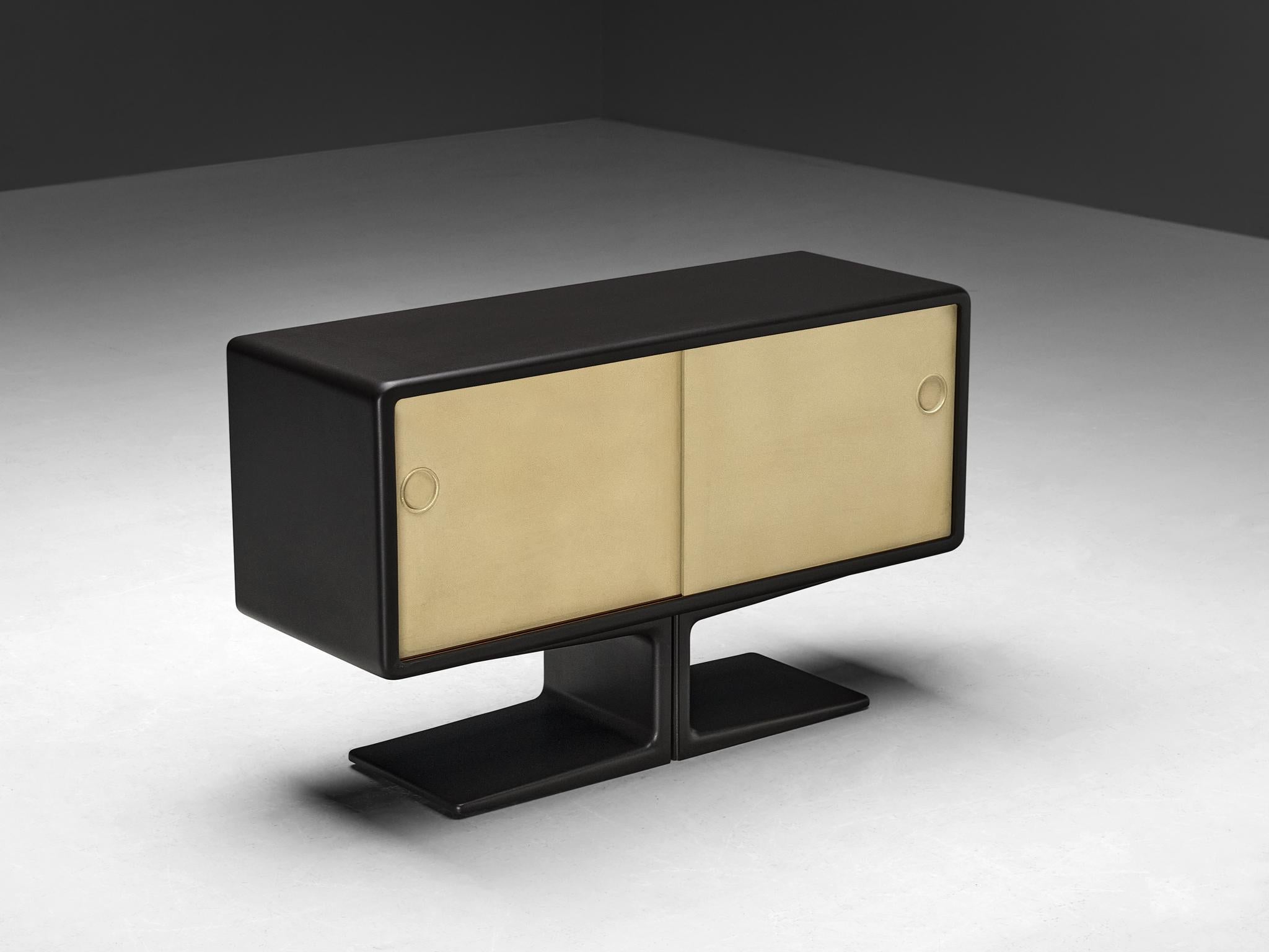 Ernest Igl for Wilhelm Werndl, cabinet, fiberglass, lacquered wood, Germany, 1970s

Stylish cabinet with two sliding doors crafted by German designer Ernest Igl. This design captures the spirit of the seventies, an era characterized by vividness and