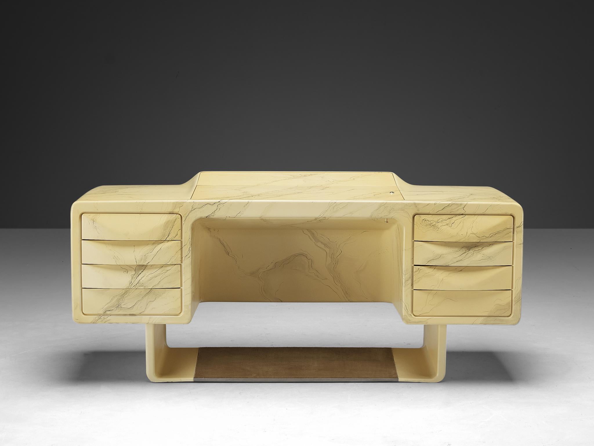 Ernest Igl für Wilhelm Werndl Schreibtisch aus Fiberglas in Marmoroptik im Zustand „Gut“ im Angebot in Waalwijk, NL