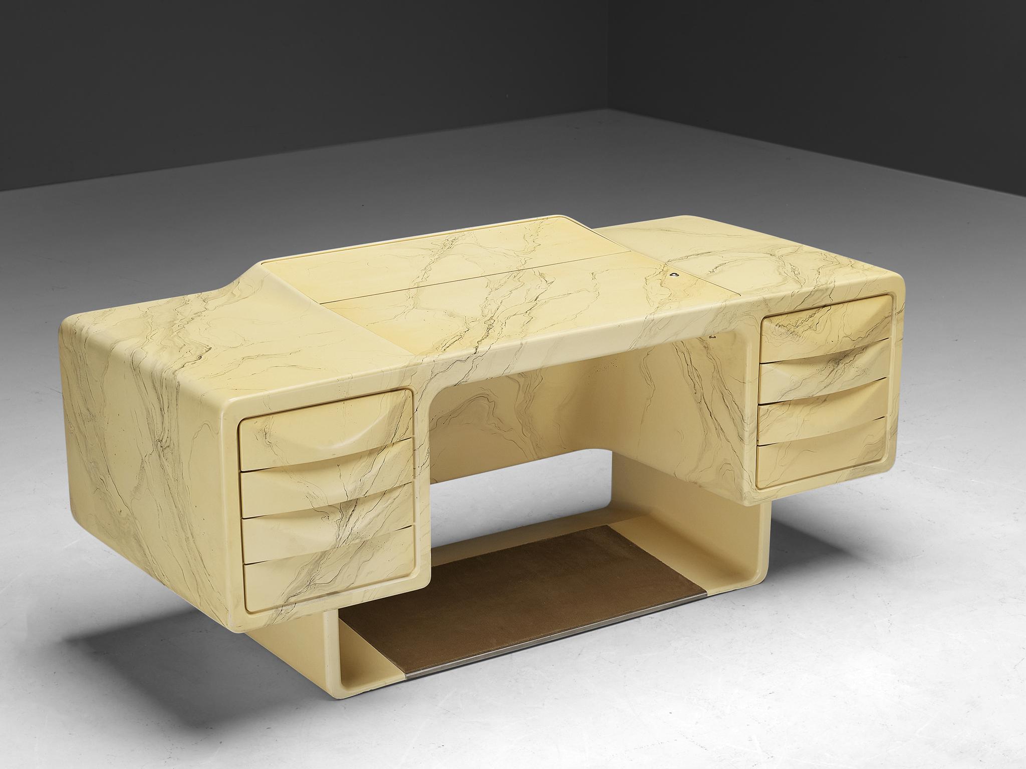 Ernest Igl für Wilhelm Werndl Schreibtisch aus Fiberglas in Marmoroptik (Glasfaser) im Angebot