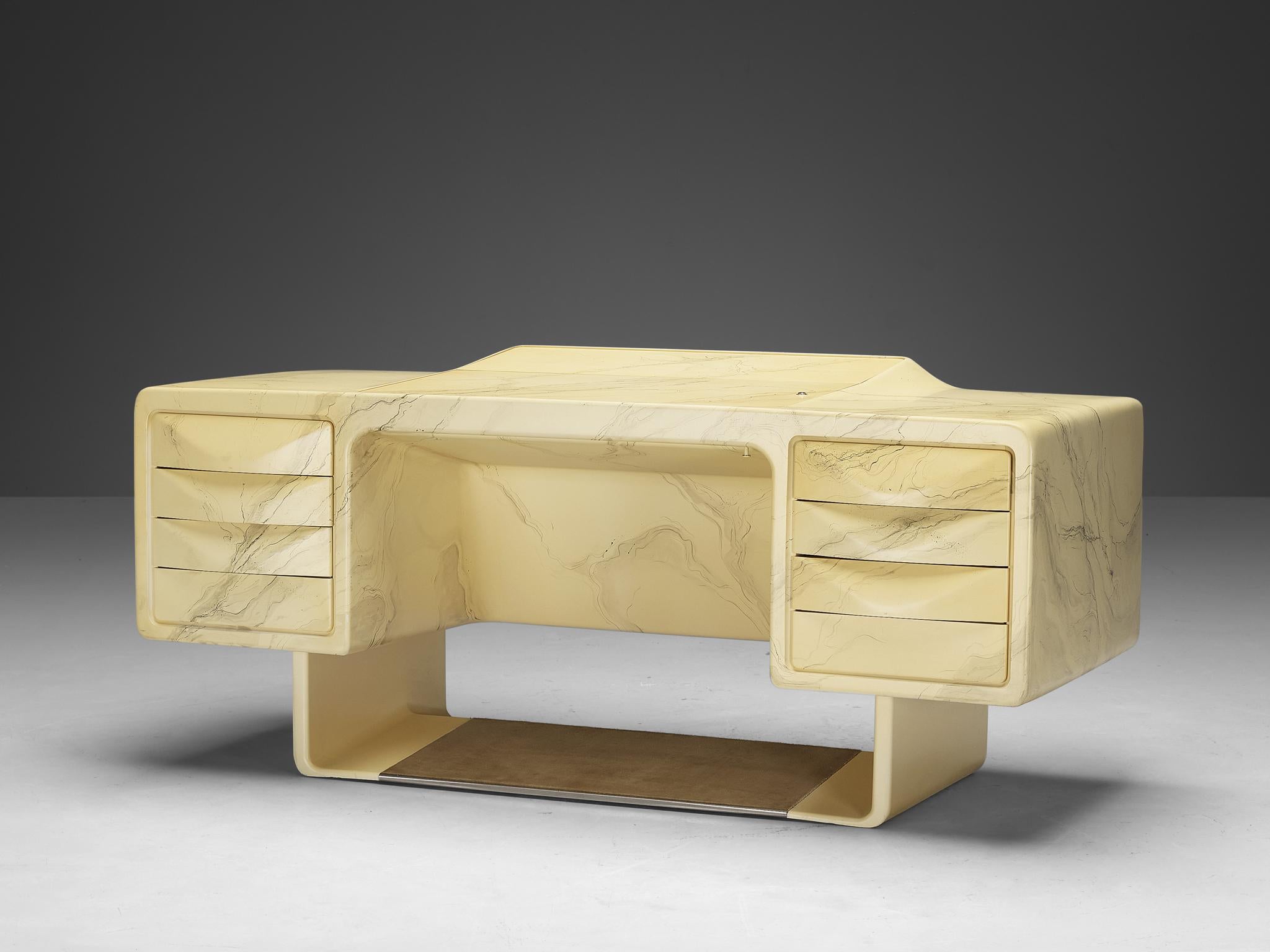 Ernest 'Igl' Hofmann for Wilhelm Werndl, corner desk, model 'Jet', painted polyurethane, Germany, designed in 1970 

Ernest Hofmann, also known by his artist name 'Igl', recently gained an international audience for his design work. An
