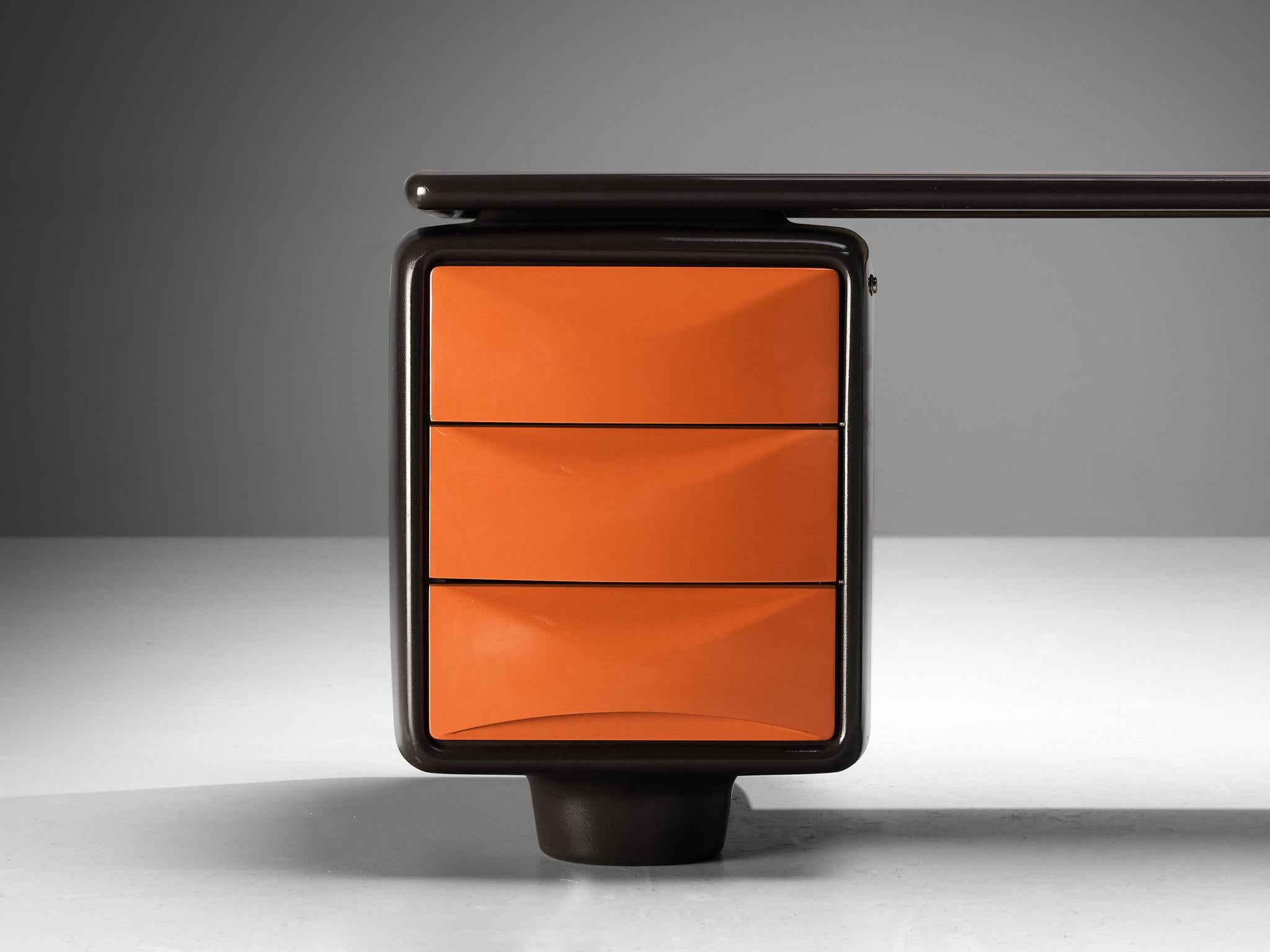 Ernest 'Igl' Hofmann 'Jet' Corner Desk in Brown & Orange Fiberglass  For Sale 3
