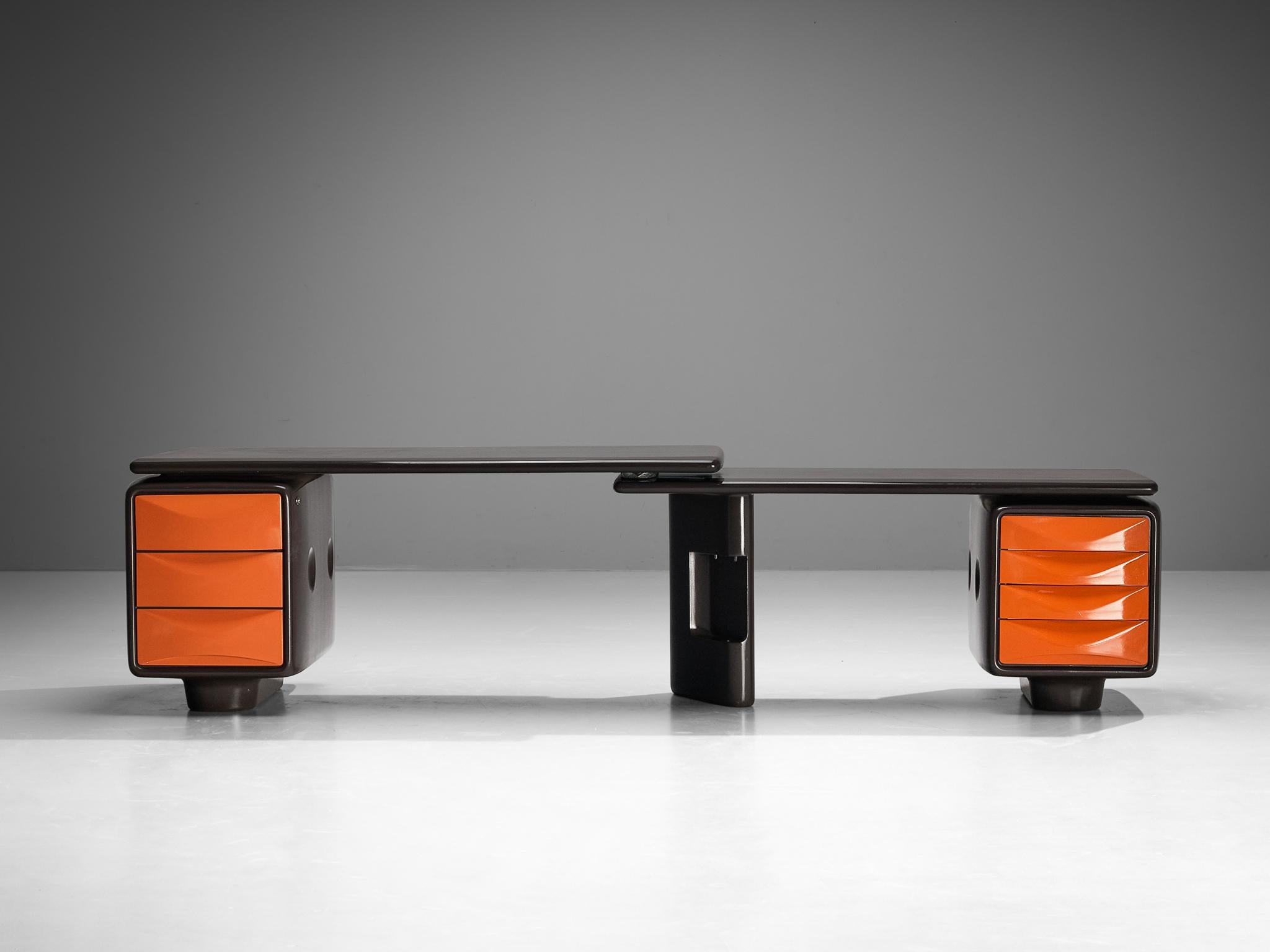 Ernest 'Igl' Hofmann 'Jet' Corner Desk in Brown & Orange Fiberglass  For Sale 1
