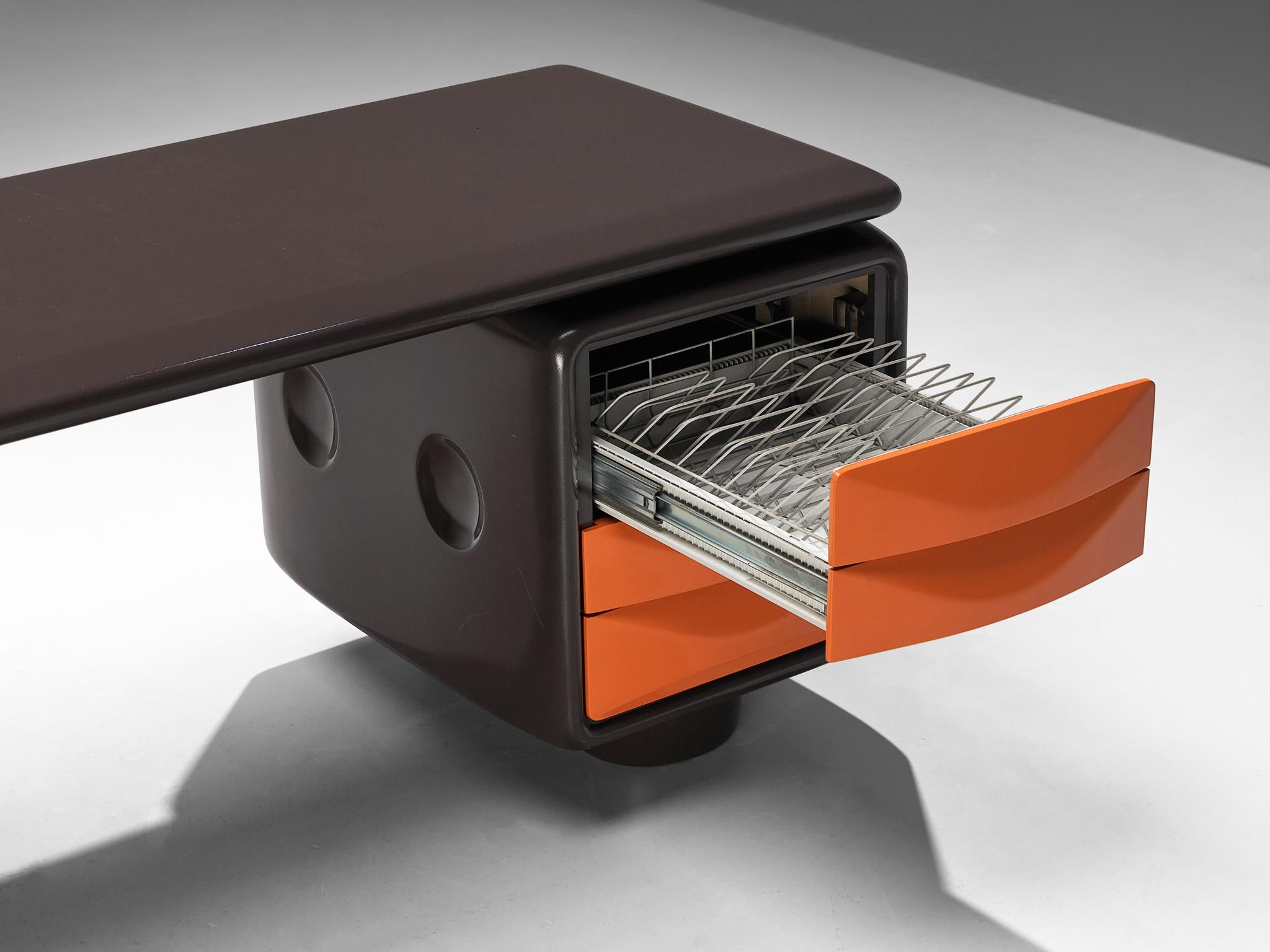 Ernest 'Igl' Hofmann 'Jet' Corner Desk in Brown & Orange Fiberglass  For Sale 2