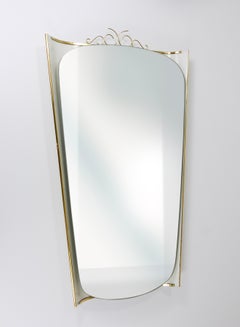 Ernest Igl Illuminated Mid-Century Wall Mirror with Brass Crown, by Hillebrand