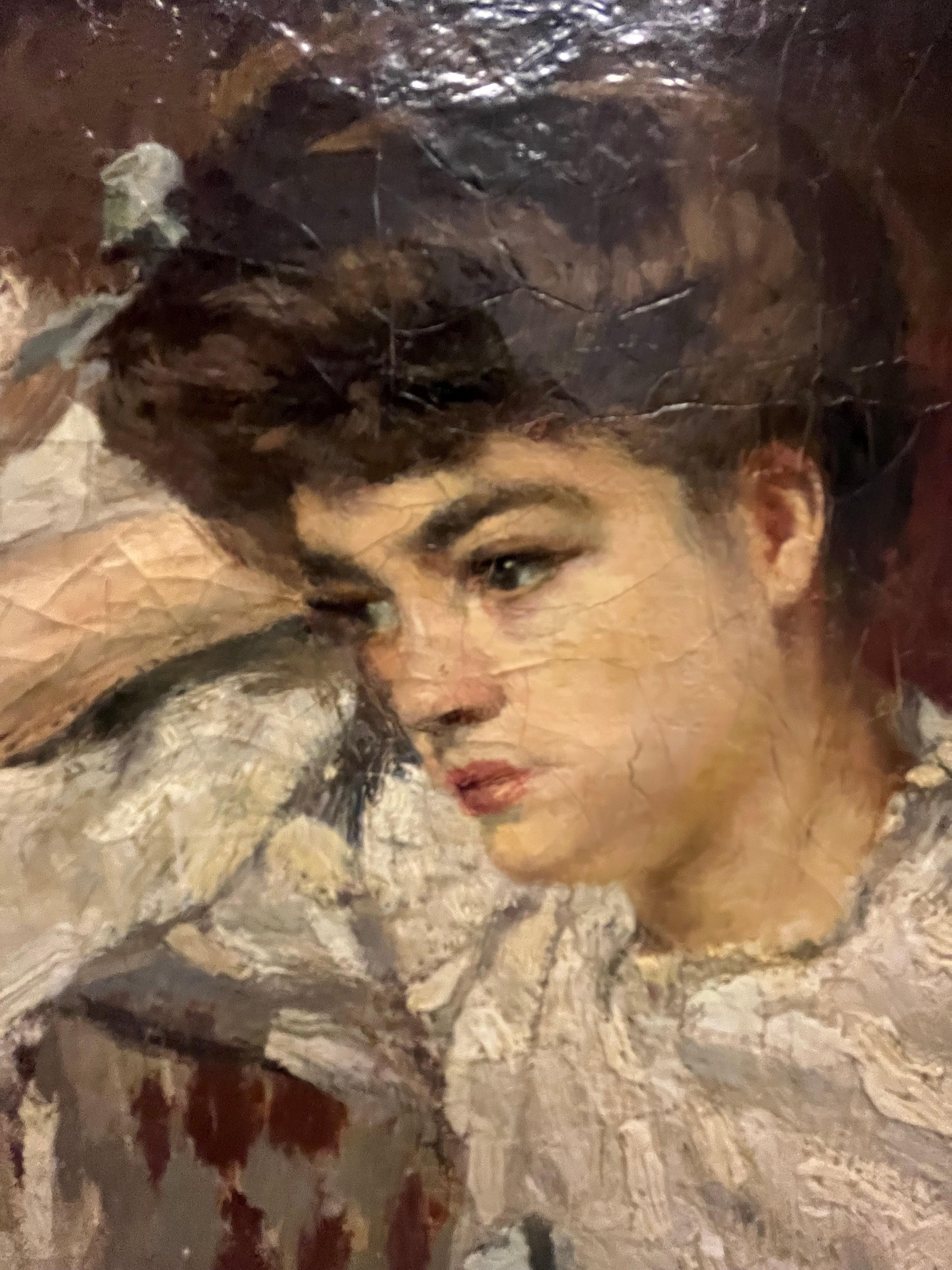 Frau, Freiheit, Inneres, Eklektizismus, Romantik, Impressionismus,
Kunstwerke, die über 130 Jahre alt sind, benötigen etwa 50 Tage für die Ausfuhrgenehmigung.

Ernest Jean Joseph GODFRINON  (1878/1926 )
Belgischer Impressionist
Der 1878 in Elsene in