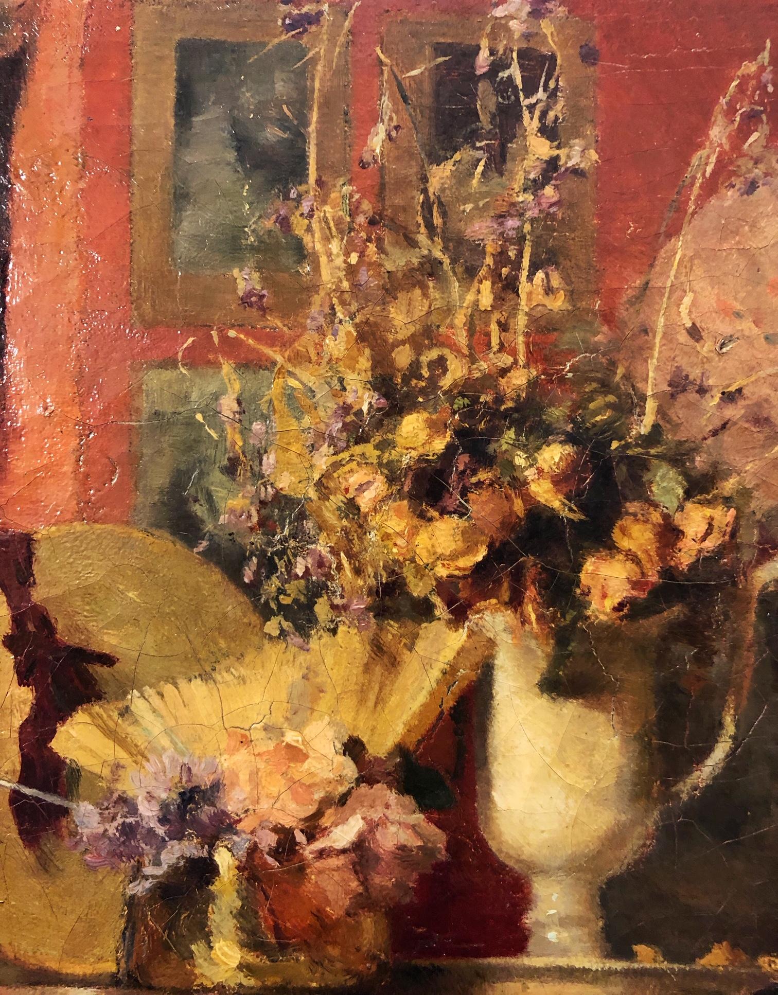 Elegante Frau im Wohnzimmer , Impressionist, Frau, Inneneinrichtung, 19. Jahrhundert 1898ca im Angebot 2