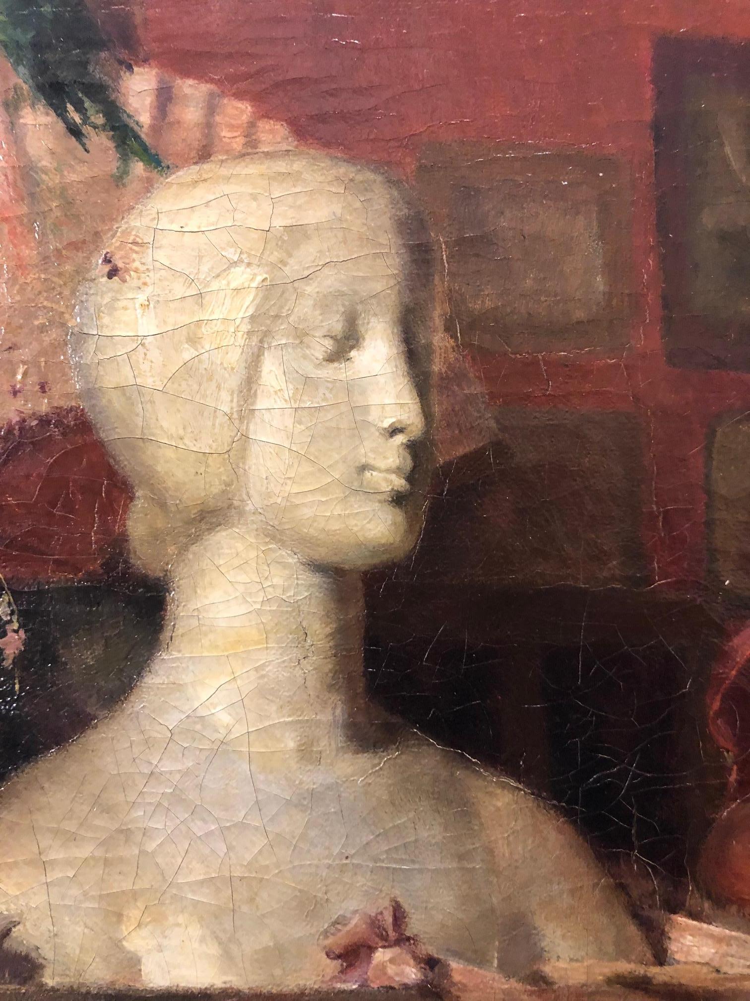 Elegante Frau im Wohnzimmer , Impressionist, Frau, Inneneinrichtung, 19. Jahrhundert 1898ca im Angebot 3