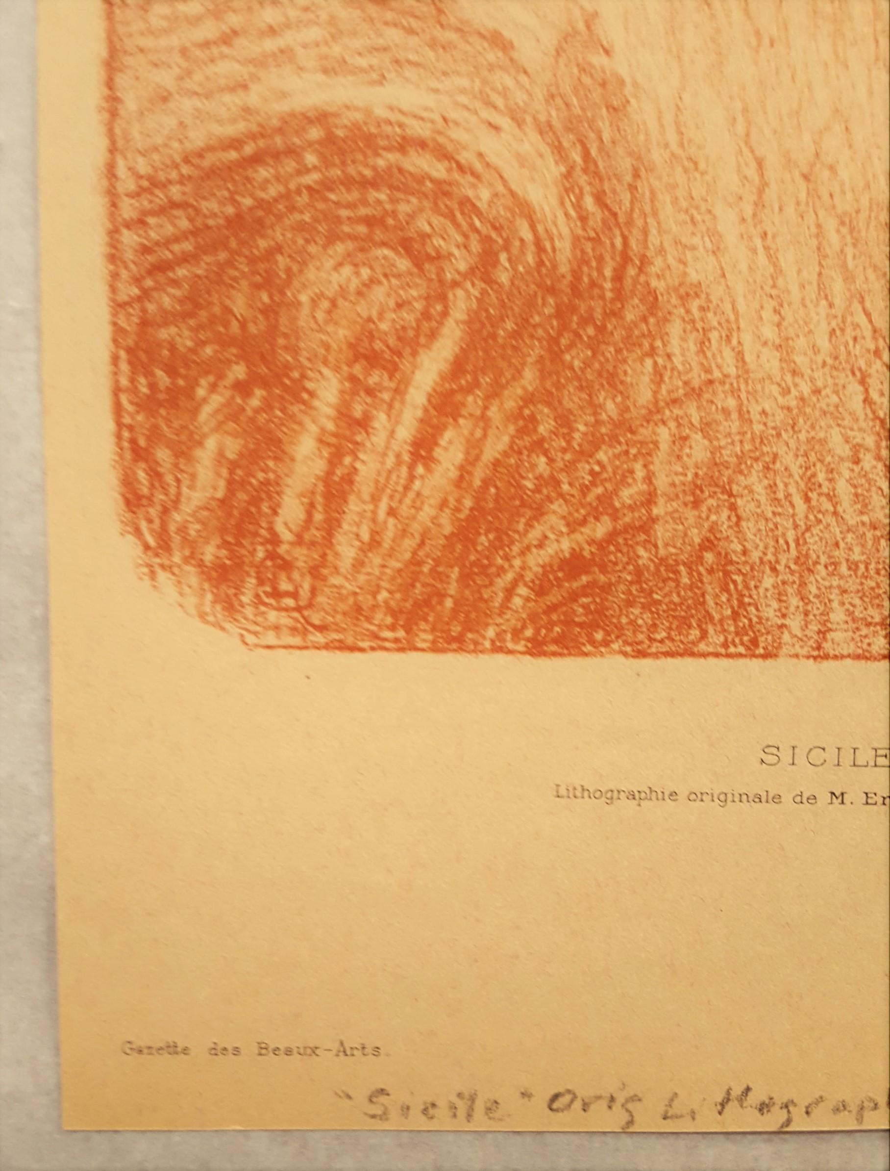 Sicile (Sicily) /// Lithographie impressionniste française Modern Figurative Lady Art - Impressionnisme Print par Ernest Joseph Laurent