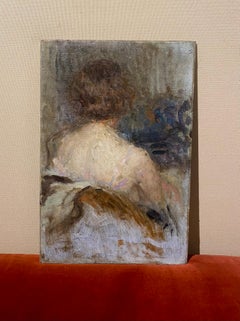 Seated Woman from Behind, Oil on Cardboard, Post-Impressionist, 1920