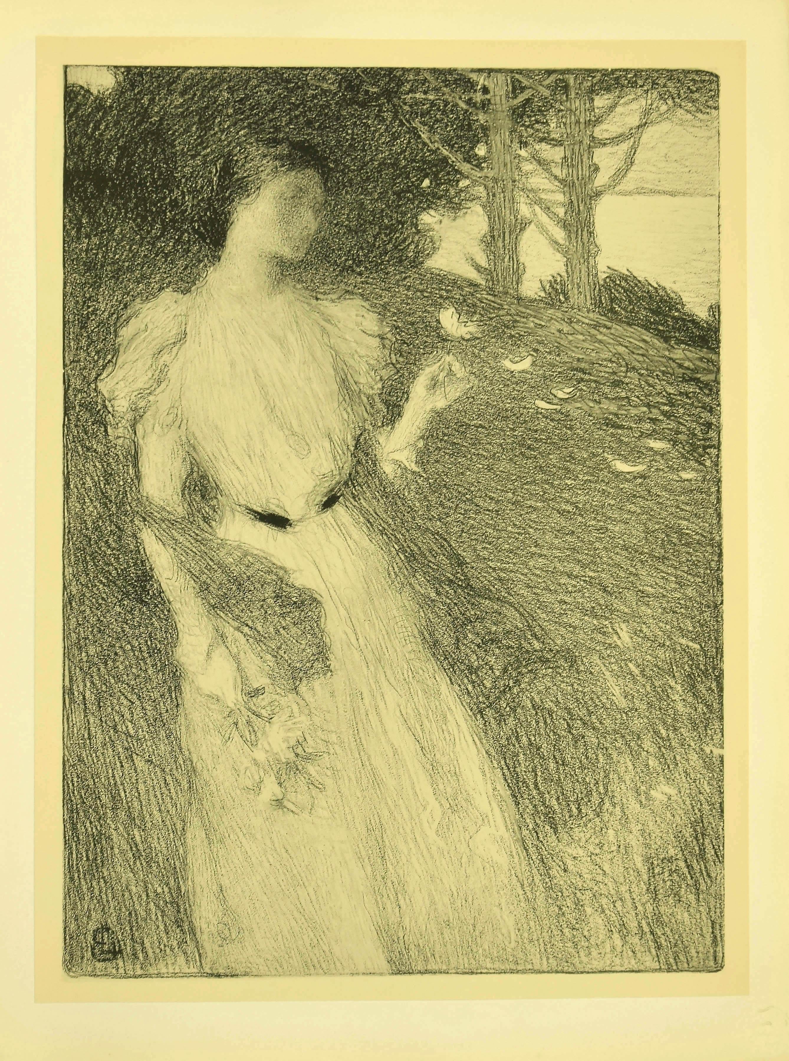 Ernest Laurent Portrait Print - Soir d'Octobre - Original Lithograph by E. Laurent - 1898
