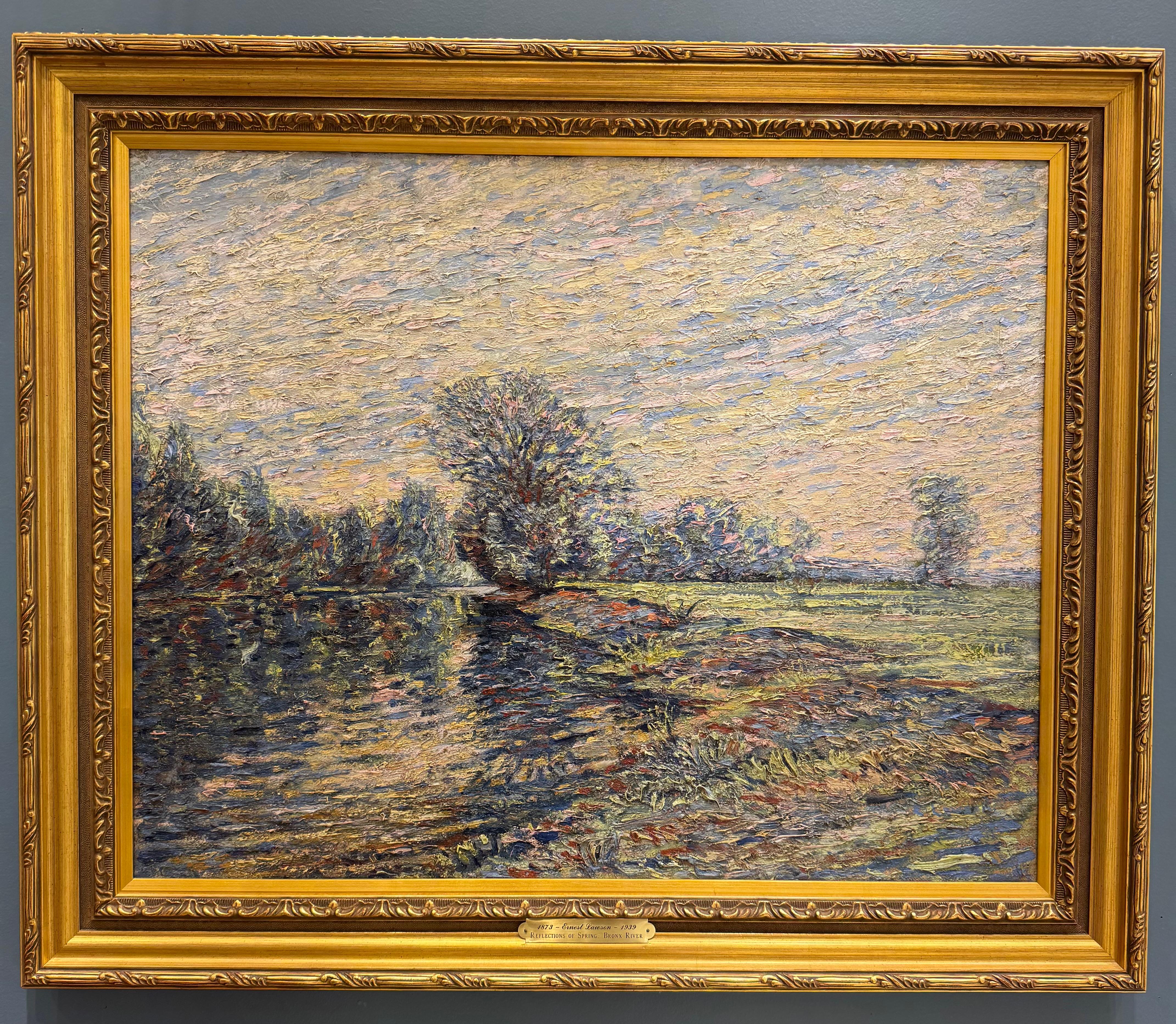 Bronx River Reflections - Painting by Ernest Lawson
