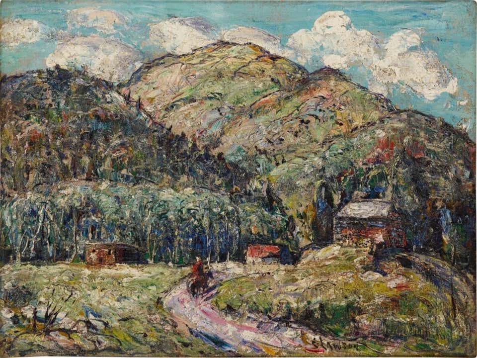 "Cheyenne Mountain (Summer in Colorado)" Ernest Lawson, Modernist Western Scene