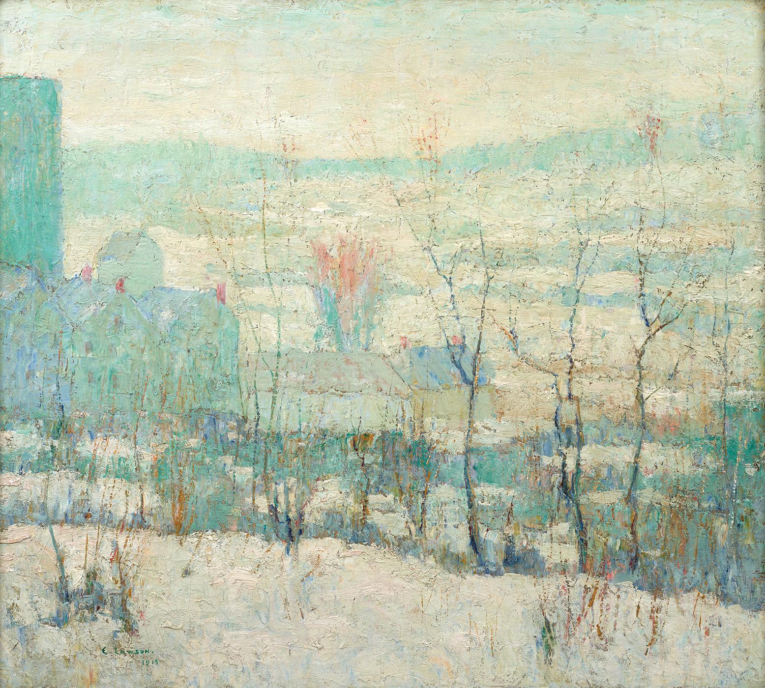 Ernest Lawson Landscape Painting - New York Farm in Winter, 1913