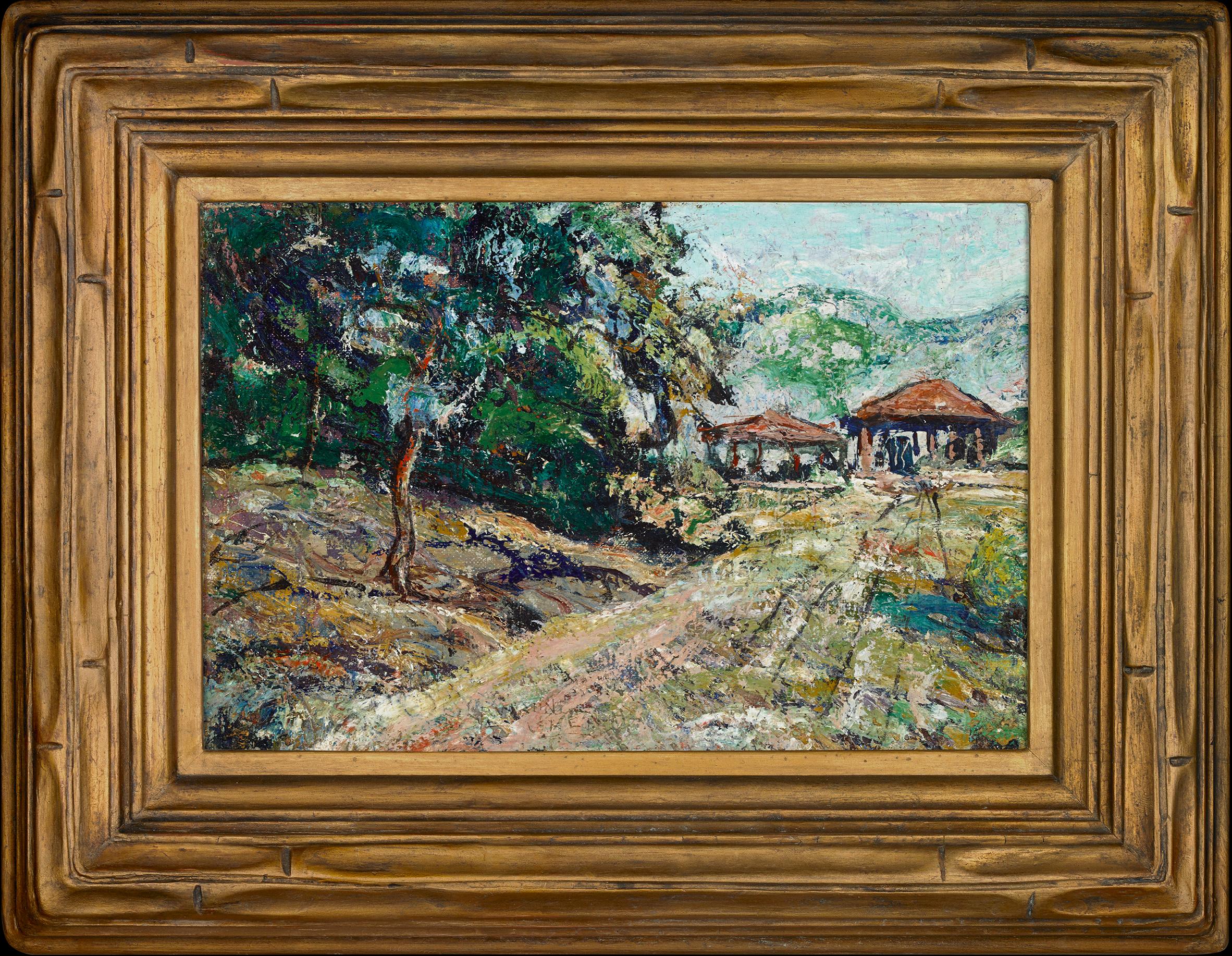 Boceto para el mural de la oficina de correos de Short Hills, Nueva Jersey - Painting de Ernest Lawson