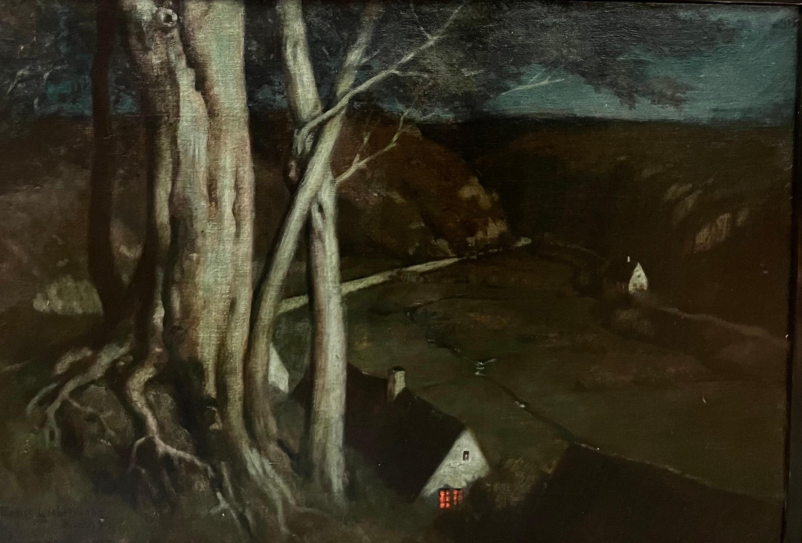 „Notte“ Olio 48 x 33, Olio  1899 – Painting von Ernest Liebermann
