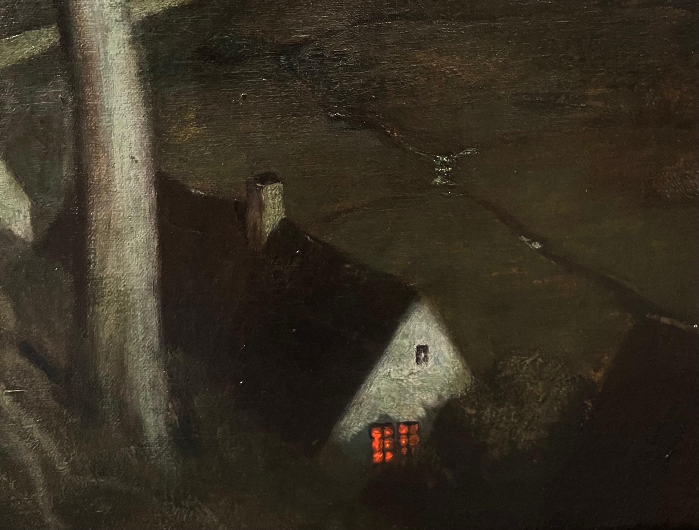„Notte“ Olio 48 x 33, Olio  1899  (Romantik), Painting, von Ernest Liebermann