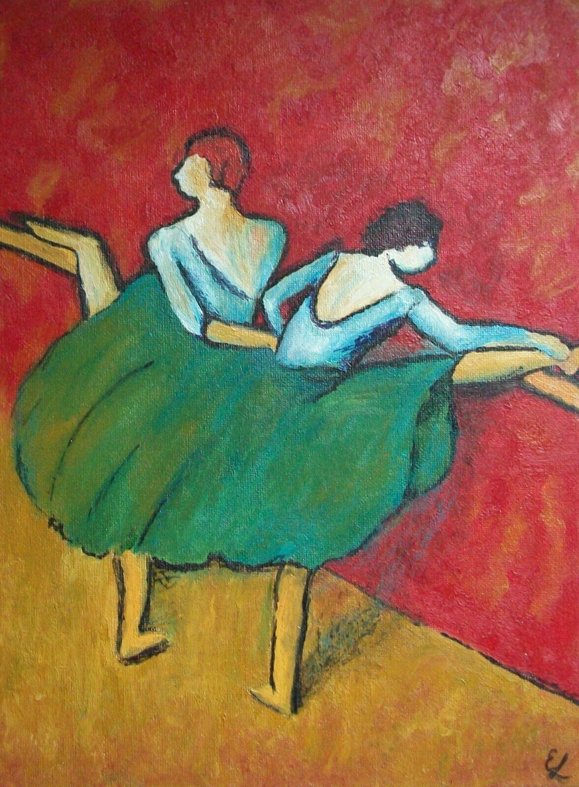 ERNEST LINDNER A.R.C.A. (1897-1988) - 'Untitled' - Modernist figurative oil painting on artist's canvas board - featuring two dancers at a ballet barre - initialled lower right - Canada (Saskatoon, Saskatchewan) - circa 1950.

Excellent/mint