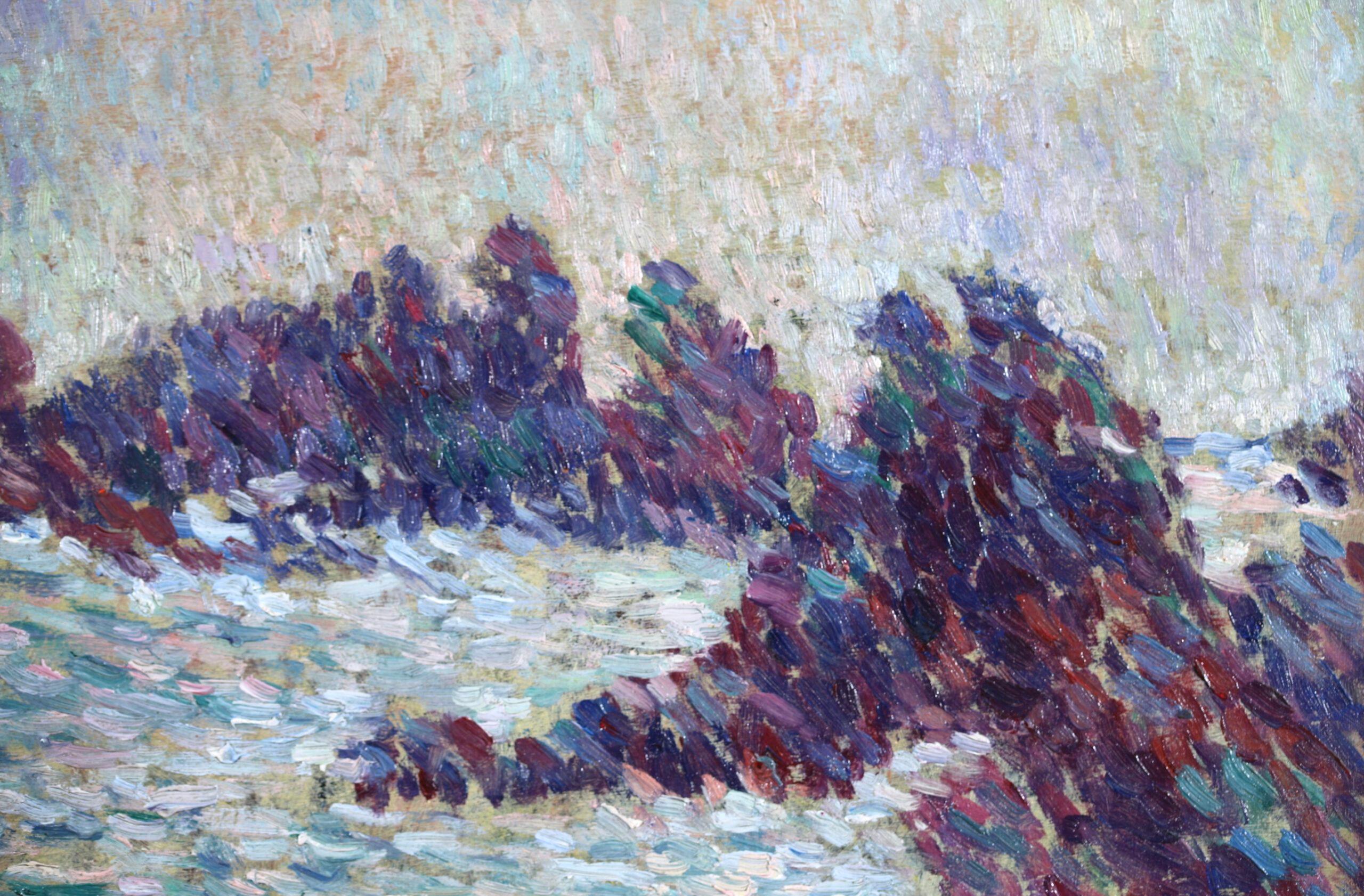 Costa Rocheuse - Paisaje marino divisionista Pintura al óleo de Ernest Lucien Bonnotte 4