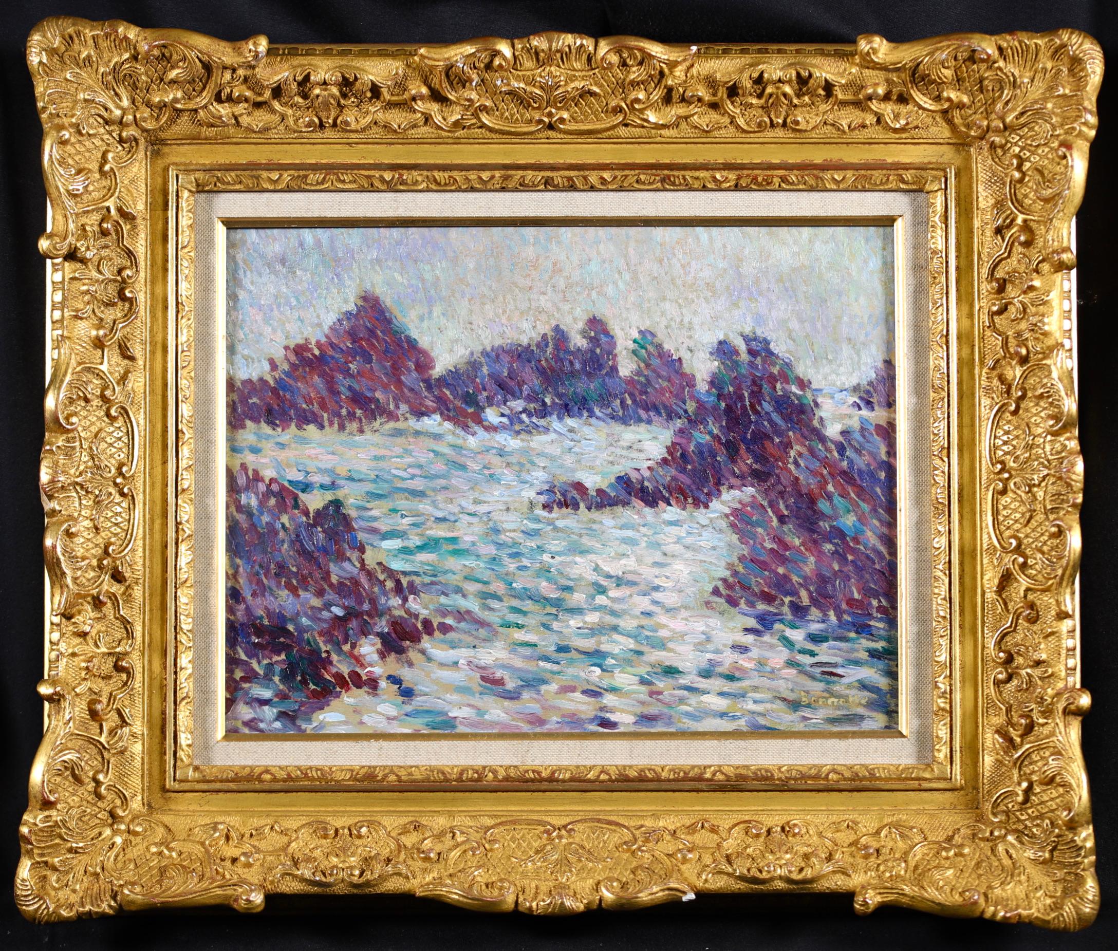 Cote Rocheuse - Divisionist Seascape Oil Painting by Ernest Lucien Bonnotte