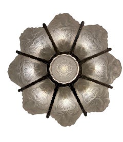 Ernest Marius Sabino Pine Cone Frosted Glass Art Deco Chandelier
