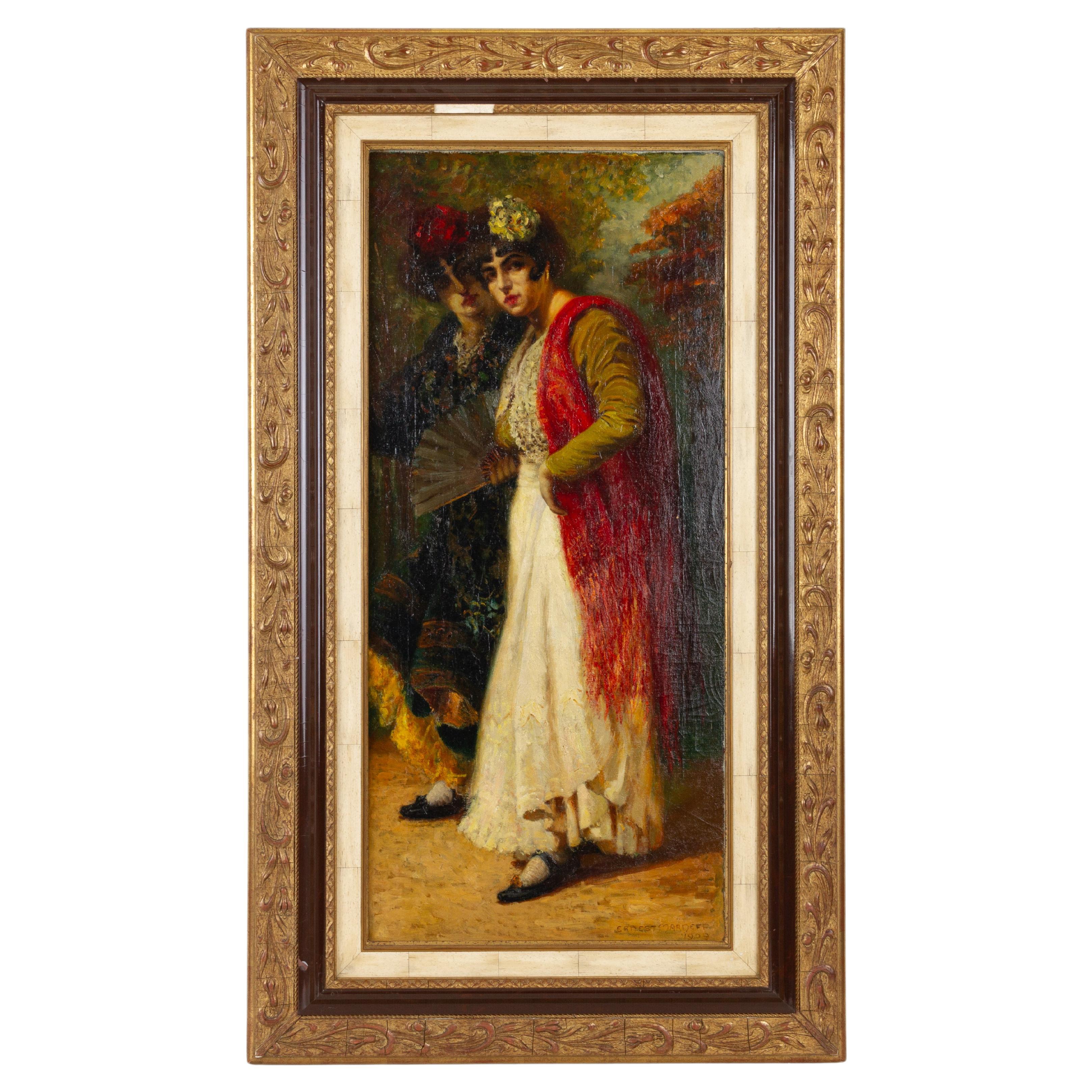 Ernest Marneffe (1866-1920) Large Belgian Impressionist Oil Painting 