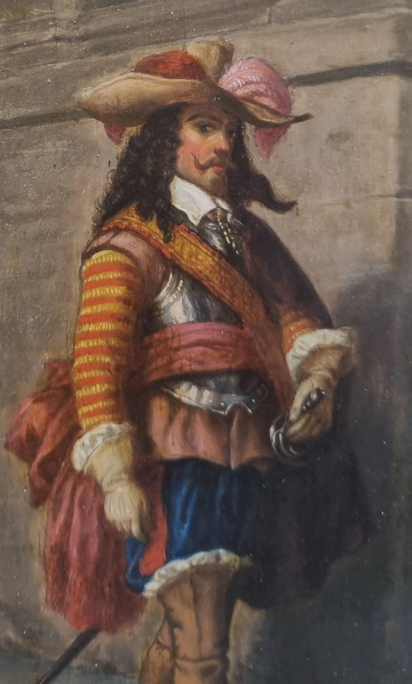 Gemälde Porträt Musketier im Kostüm Realist Holztafel 19. (Französische Schule), Painting, von Ernest MESSONIER