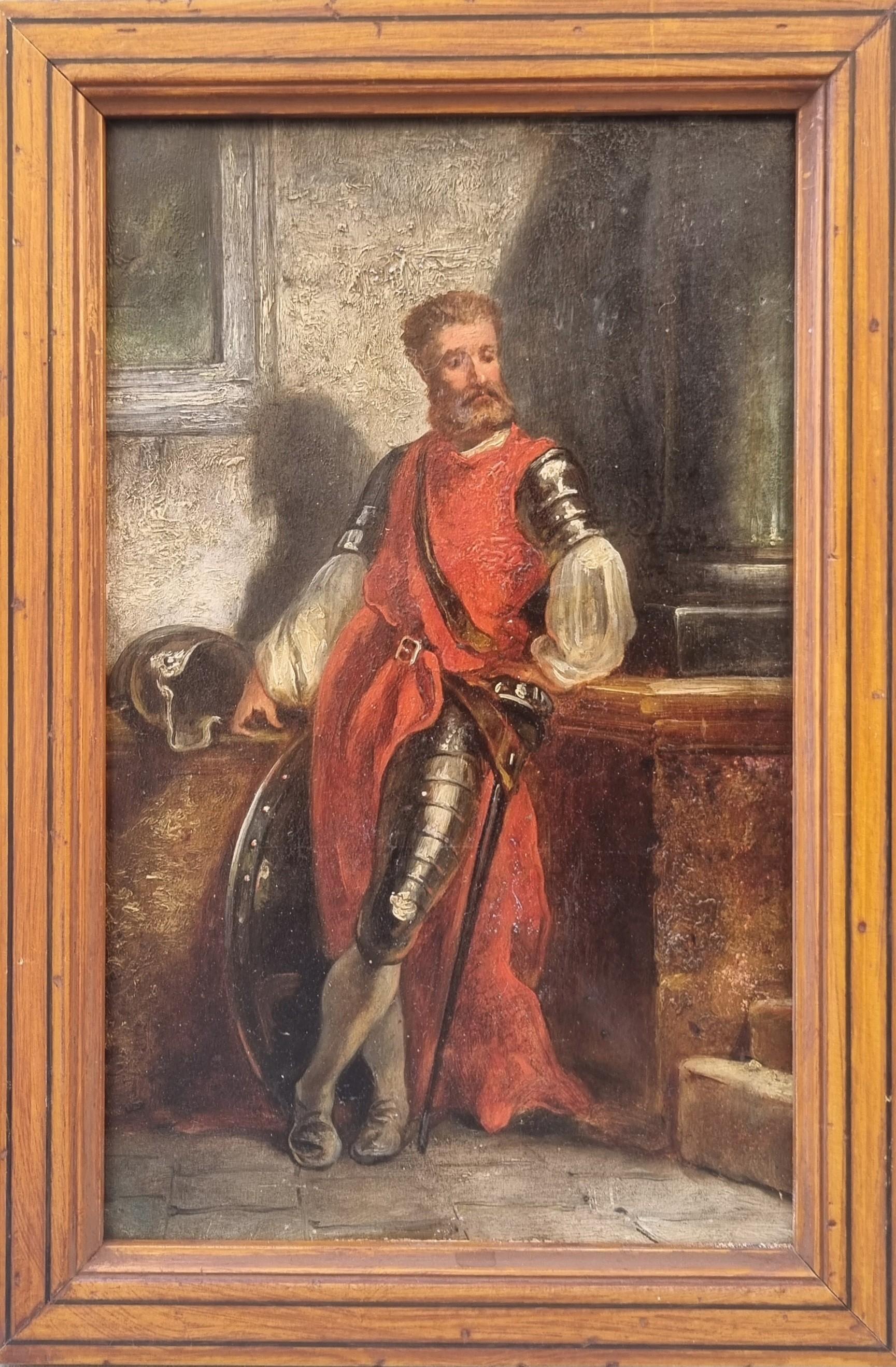 Gemälde Porträtsoldat in Rüstungskreis von MESSONIER, Holztafel, 19. Jahrhundert, MESSONIER – Painting von Ernest MESSONIER