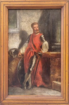 Painting Portrait Soldier in armor Circel of MESSONIER Wood panel 19th