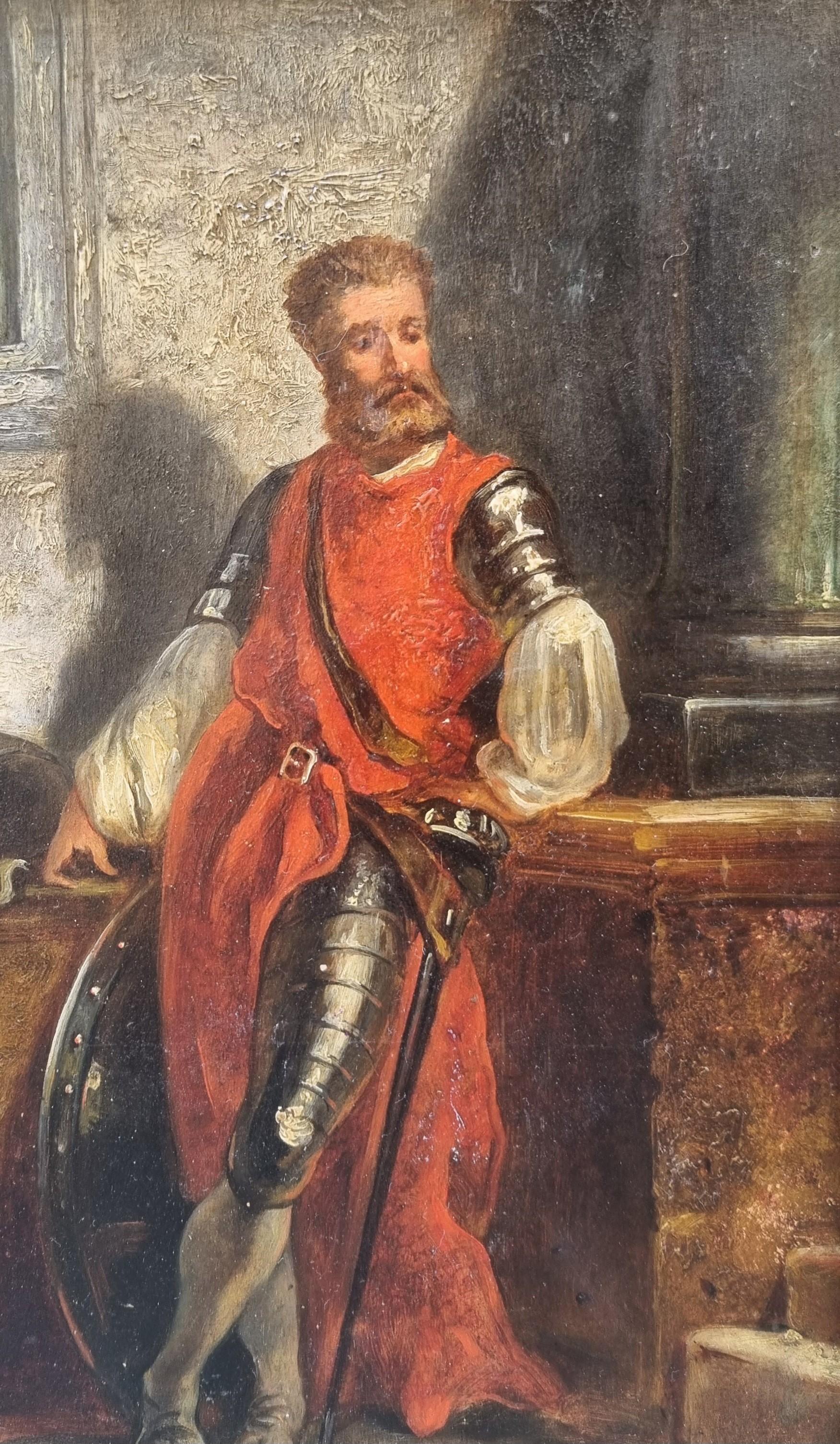 Gemälde Porträtsoldat in Rüstungskreis von MESSONIER, Holztafel, 19. Jahrhundert, MESSONIER (Realismus), Painting, von Ernest MESSONIER