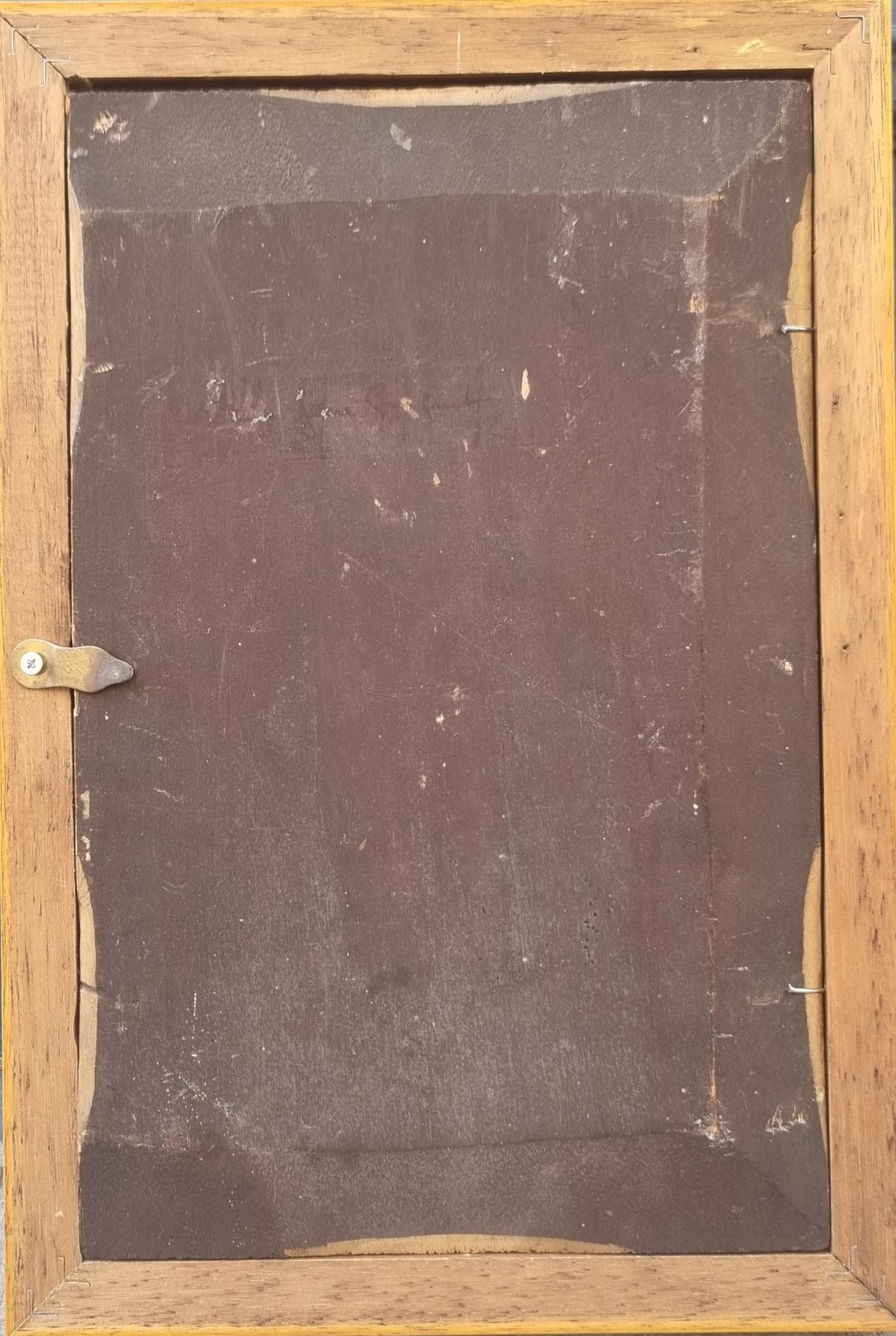 Gemälde Porträtsoldat in Rüstungskreis von MESSONIER, Holztafel, 19. Jahrhundert, MESSONIER im Angebot 1