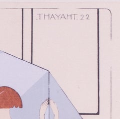 1922 Art Deco hand coloured lithograph with gouache of elegant lady