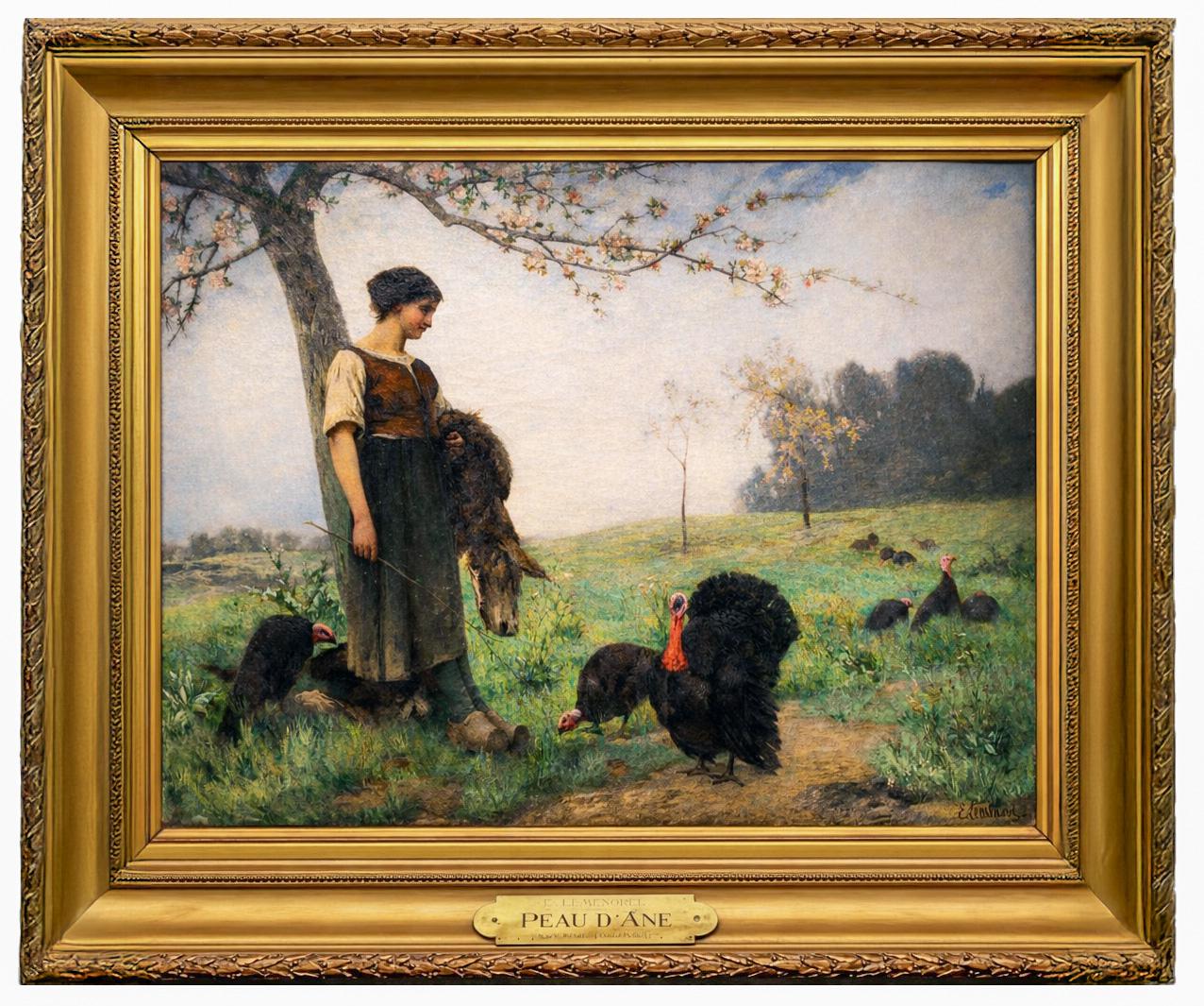 Ernest Émile Leménorel Figurative Painting - 
Peau d’Âne
 Large 19th-Century French Allegorical Pastoral Painting