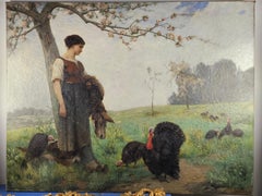 'Peau d’Âne' Large 19th-Century French Allegorical Pastoral Painting