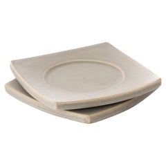 Ernest Miller Ceramic Candle Plate Dove Grey, Set of 2