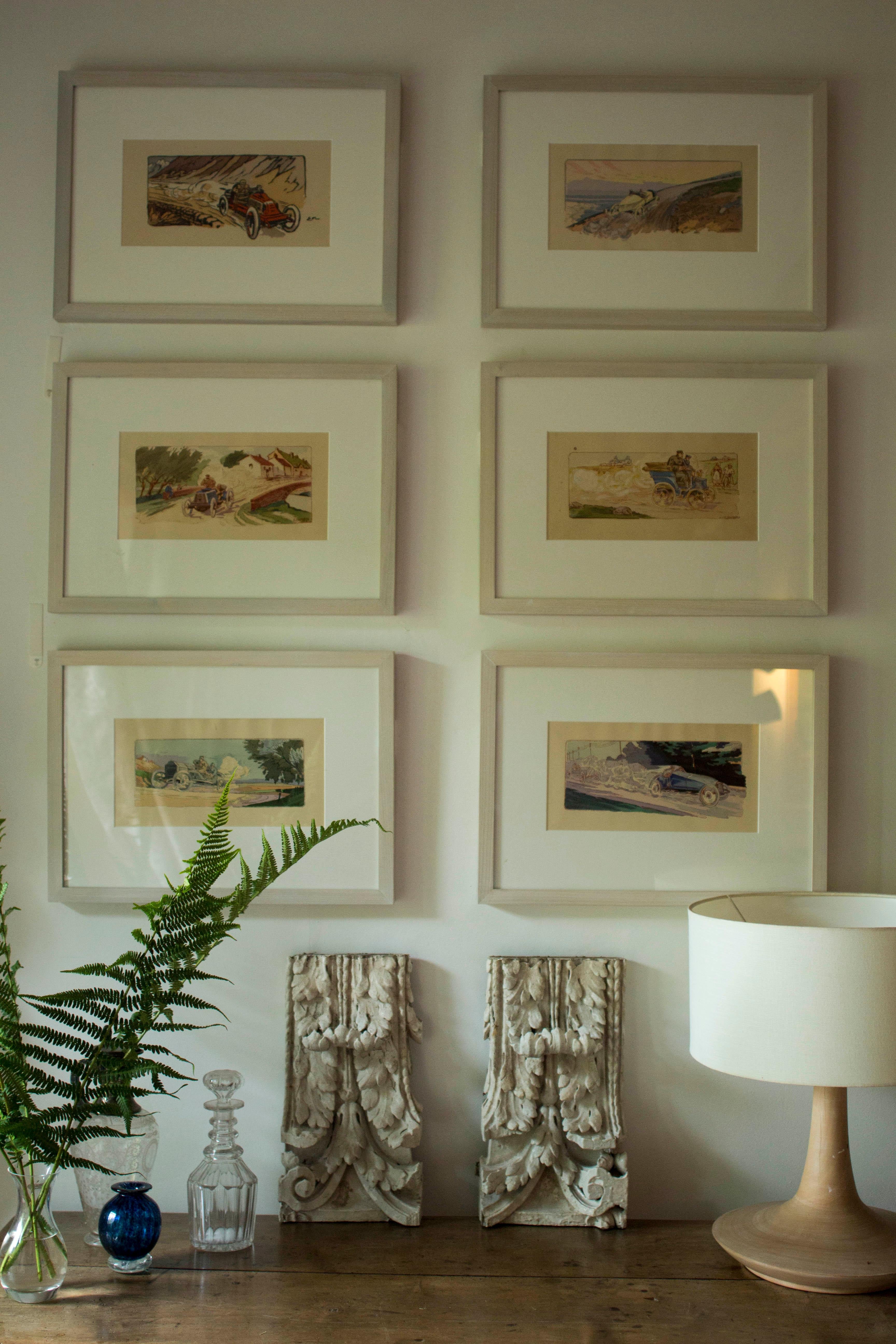 A rare and original turn of the 20th Century lithograph of classic racing cars - Print by Ernest Montaut