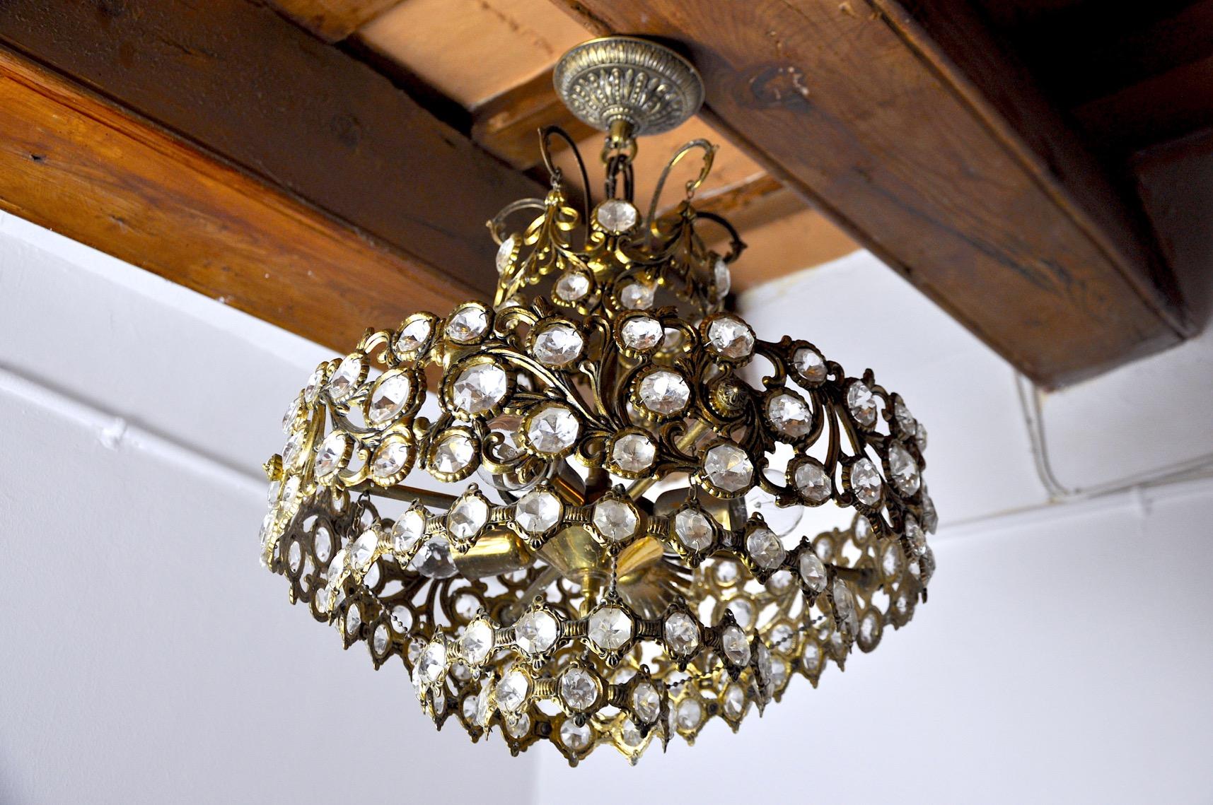 Spanish Ernest Palm Chandelier for Palwa, 1960s, Spain For Sale