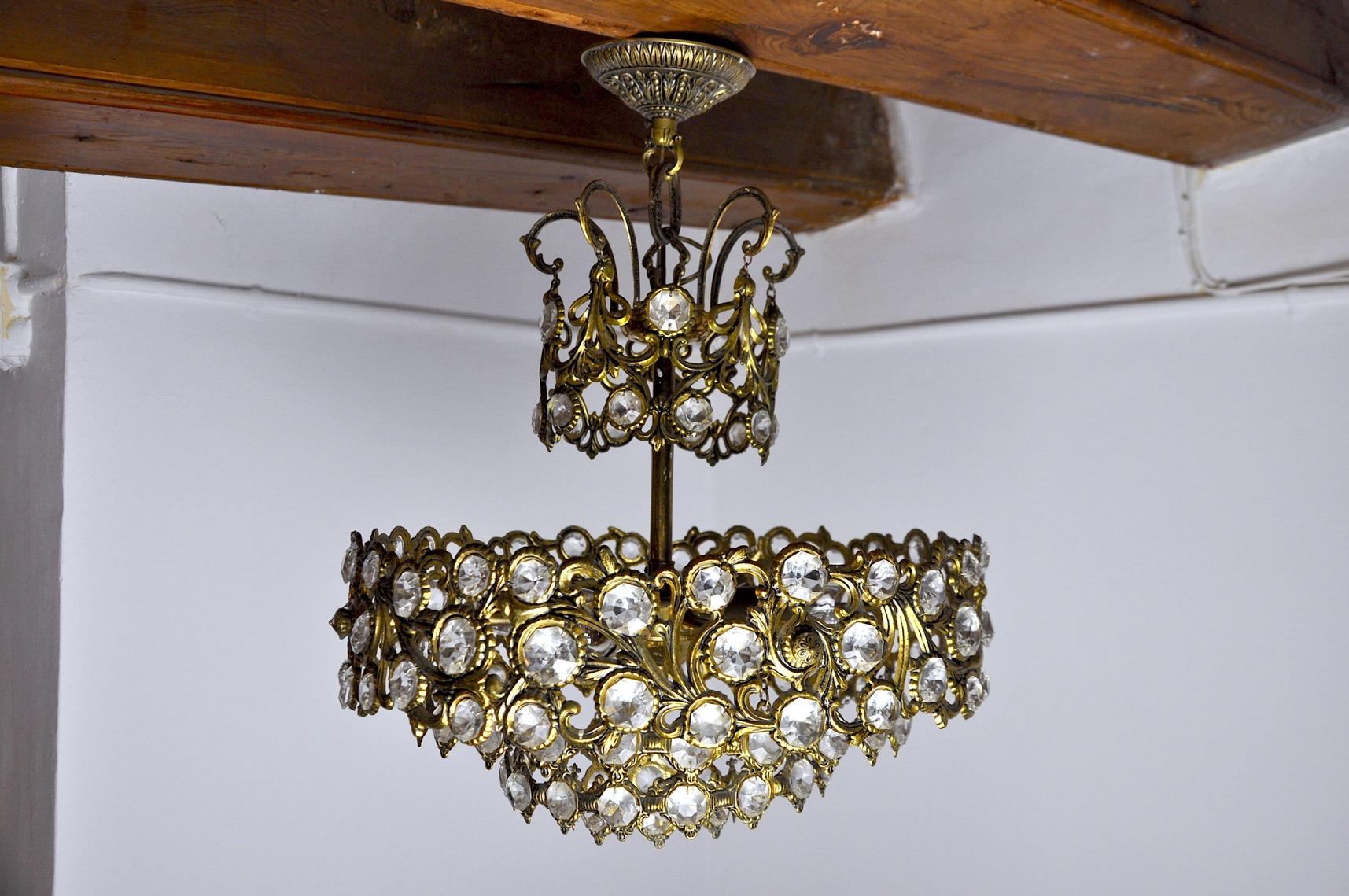 Ernest Palm Chandelier for Palwa, 1960s, Spain In Good Condition For Sale In BARCELONA, ES