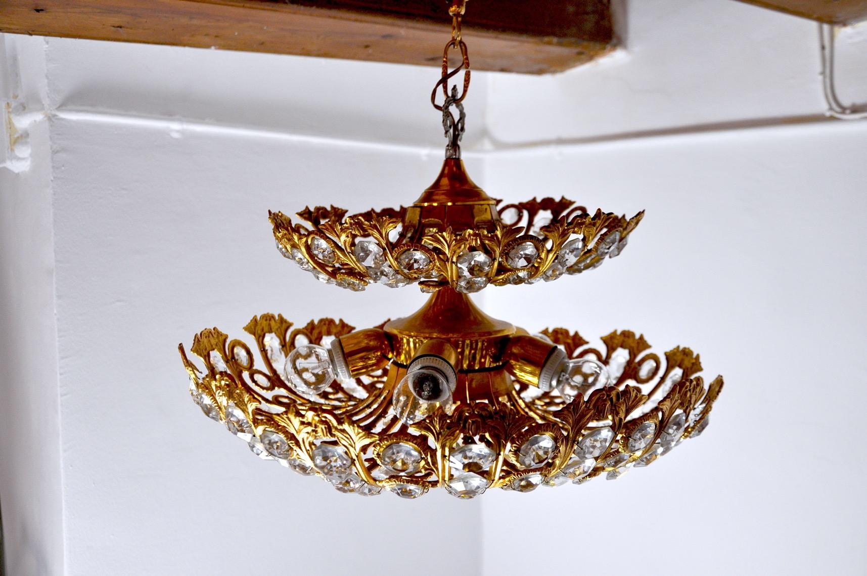 Ernest Palm Chandelier for Palwa, 1960s, Spain In Good Condition For Sale In BARCELONA, ES