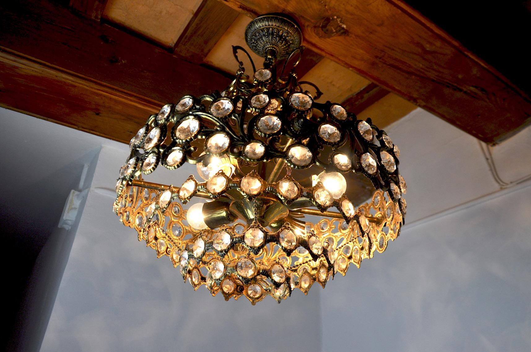 Mid-20th Century Ernest Palm Chandelier for Palwa, 1960s, Spain For Sale